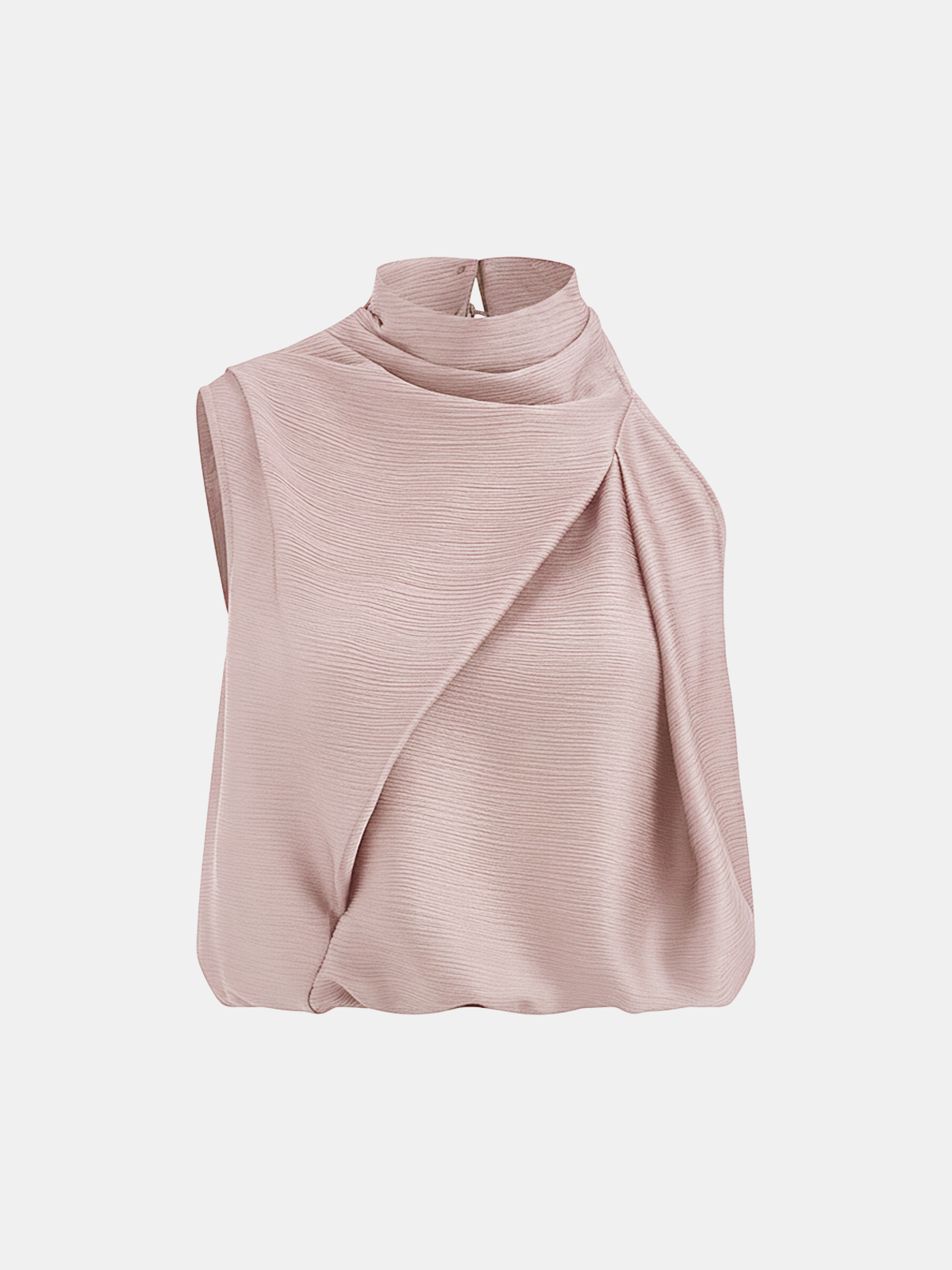 Satin Draped High Neck Sleeveless Top for Elegant Evening Wear