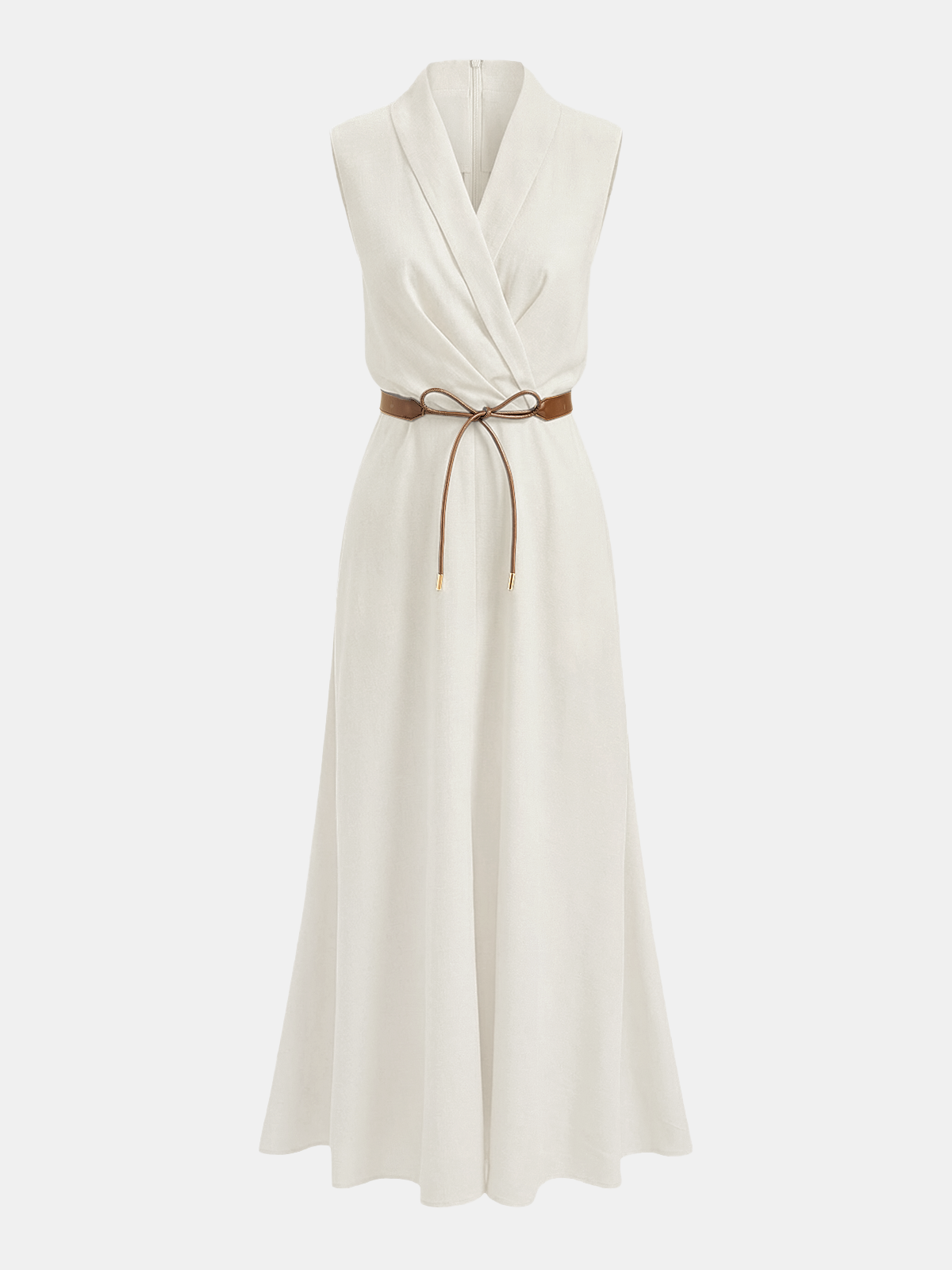 Belted Sleeveless Wrap Maxi Dress for Women Elegant Flowy