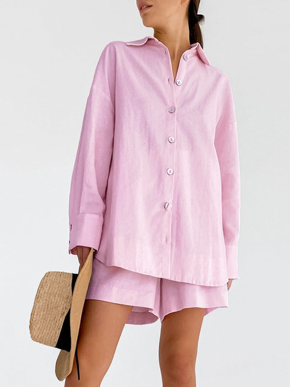 Cotton Beach Two Piece Shorts Set Lightweight Summer Outfit