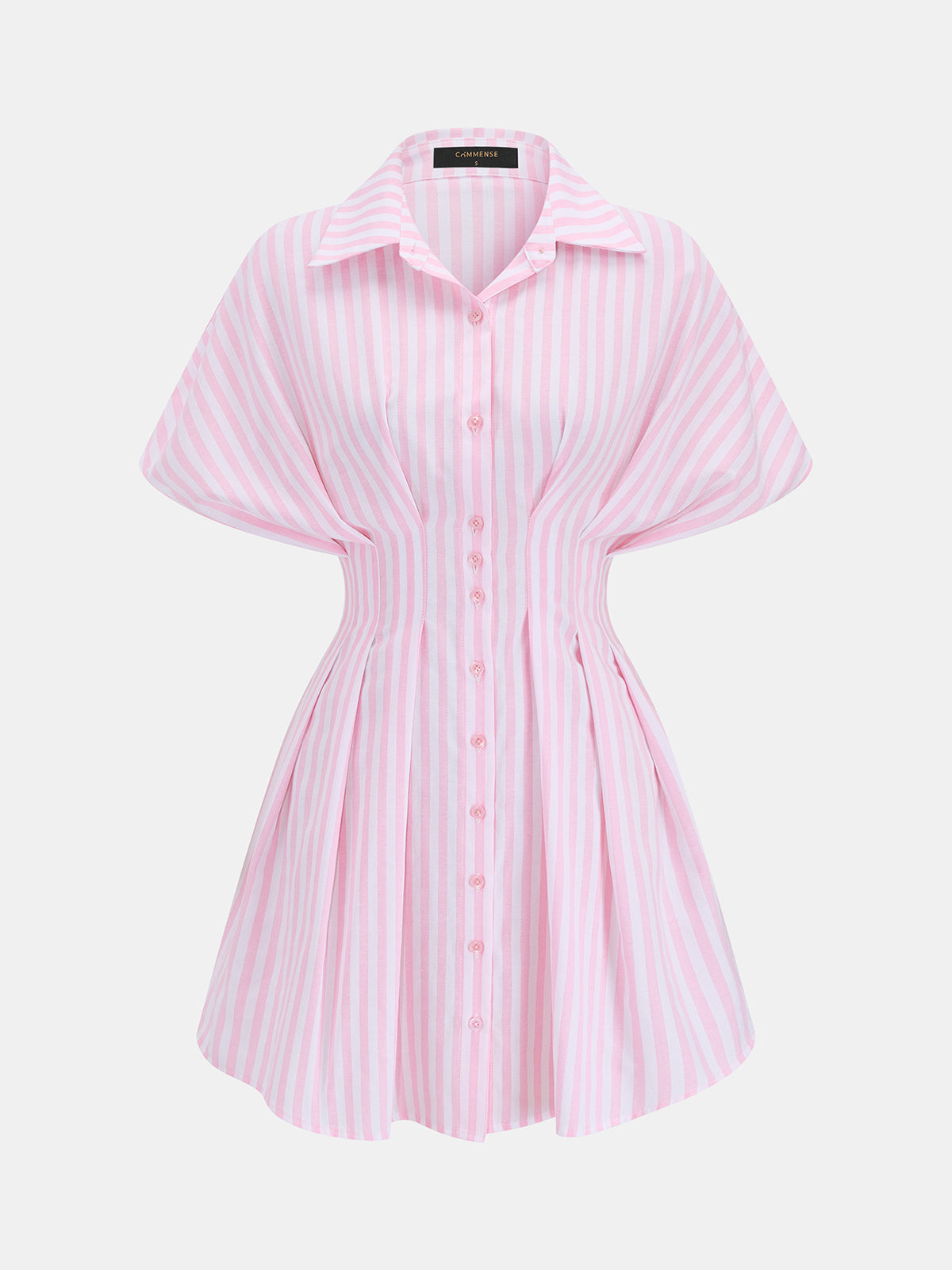 Striped Cinched Waist Shirt Dress with Belt Detail