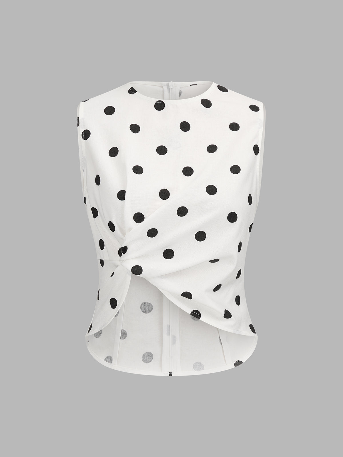 Polka Dot Twist Top & Belted Pants Set - Women's Fashion Outfit