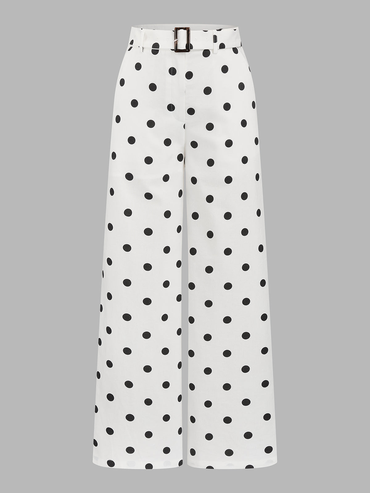 Polka Dot Twist Top & Belted Pants Set - Women's Fashion Outfit
