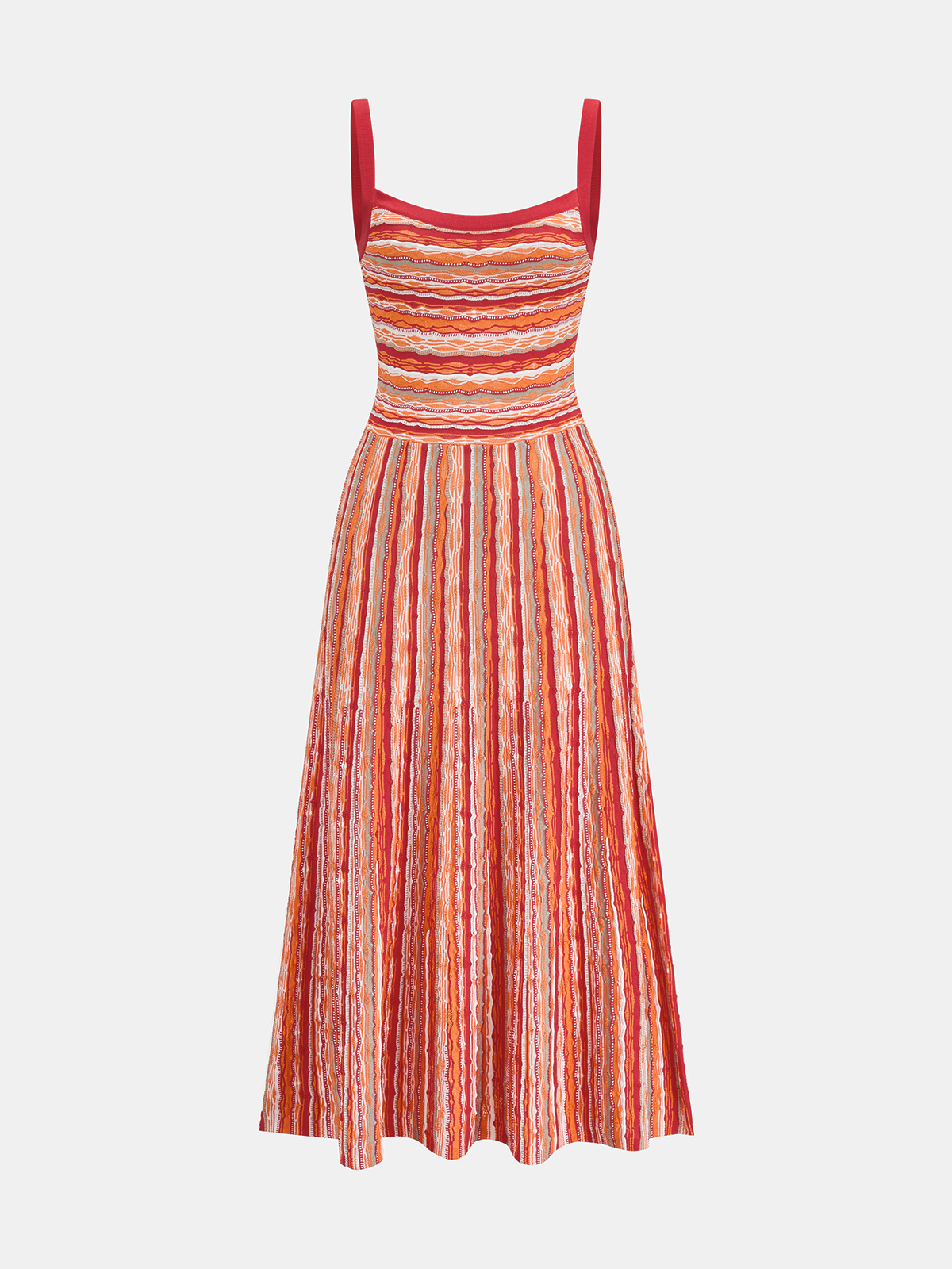 Colorful Stripe Knit Slip Midi Dress Casual Elegant Summer Wear
