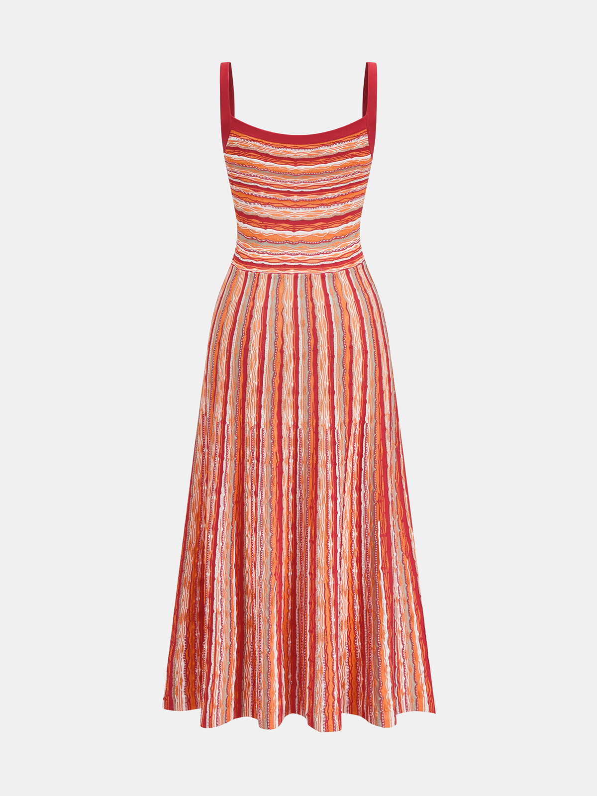 Colorful Stripe Knit Slip Midi Dress Casual Elegant Summer Wear