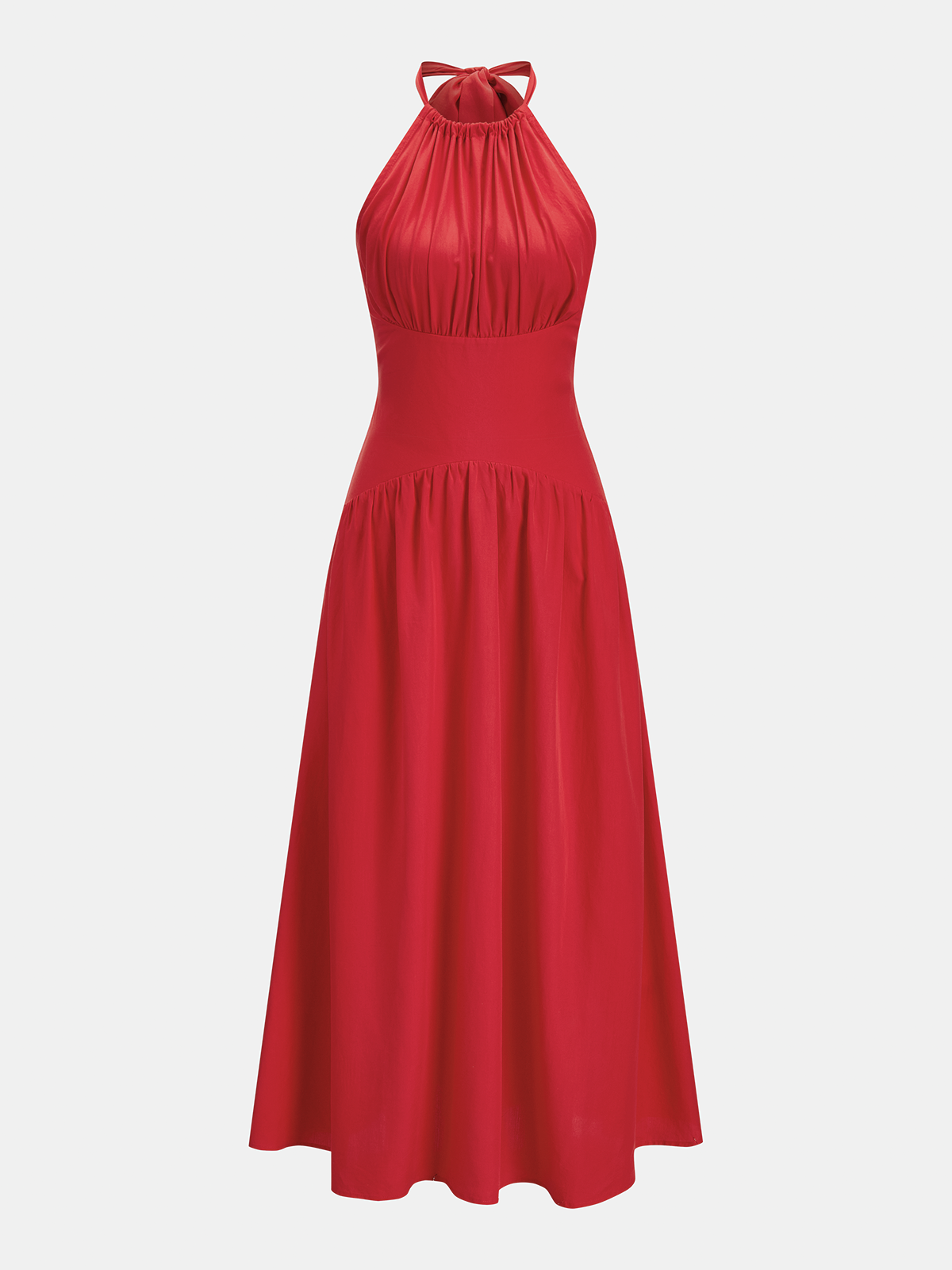 Back Bow Halter Neck Maxi Dress for Elegant Evening Wear