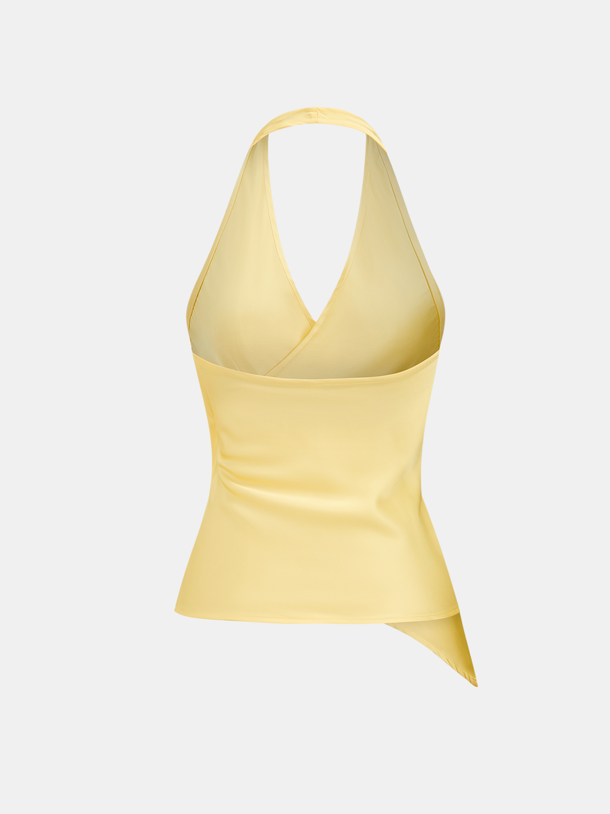 Asymmetric Hem Satin Halter Wrap Top for Women Evening Wear