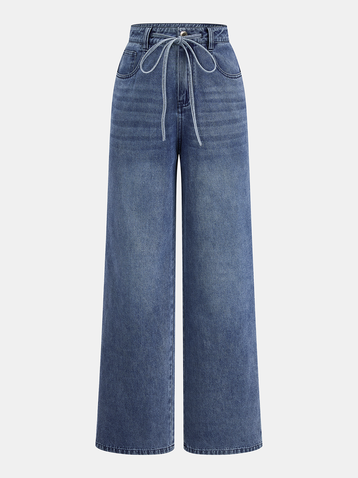 Sleeveless Denim Top & Drawstring Jeans Set for Casual Wear