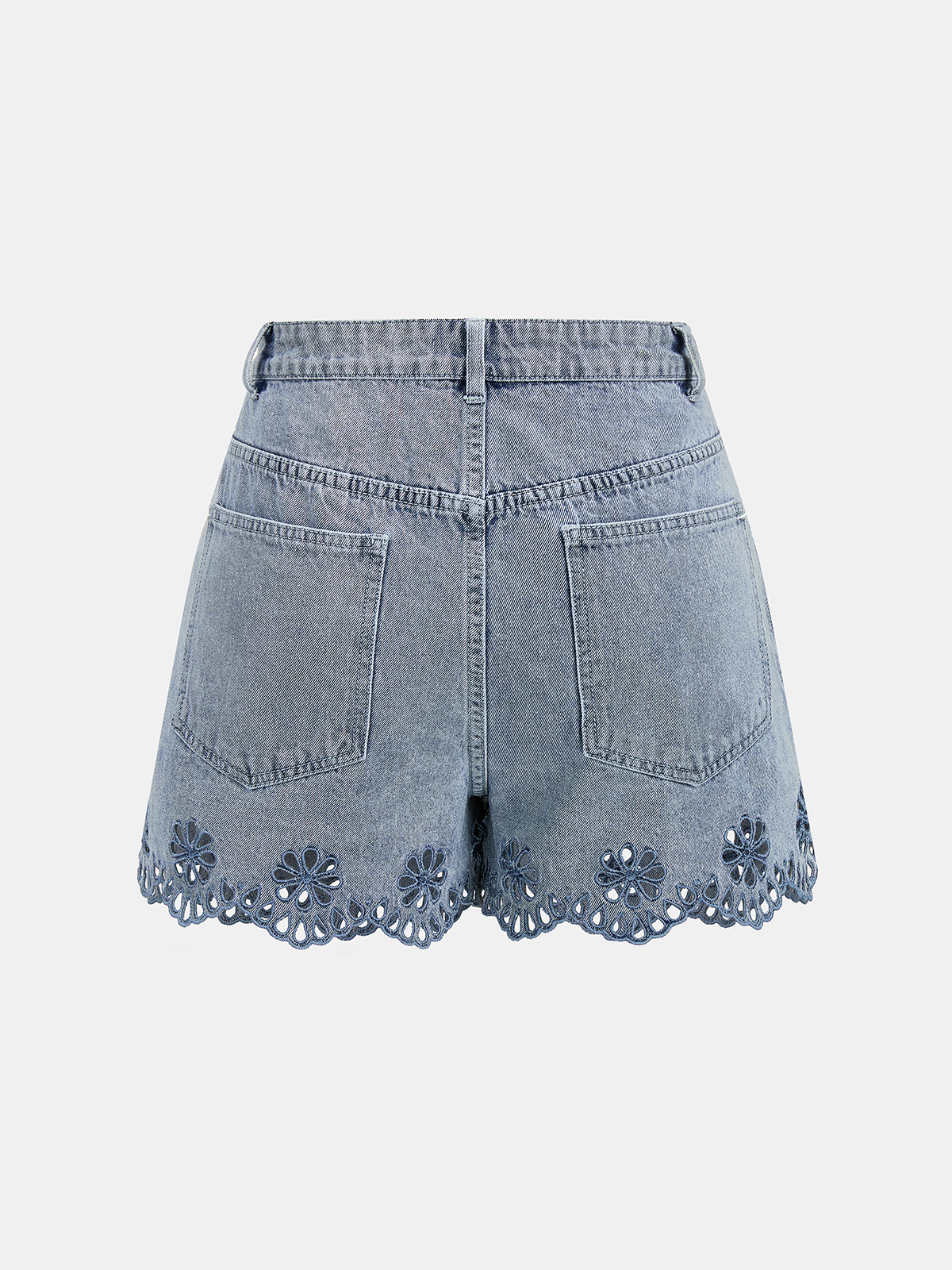 Embroidered Denim Two Piece Shorts Set for Women's Summer Wear