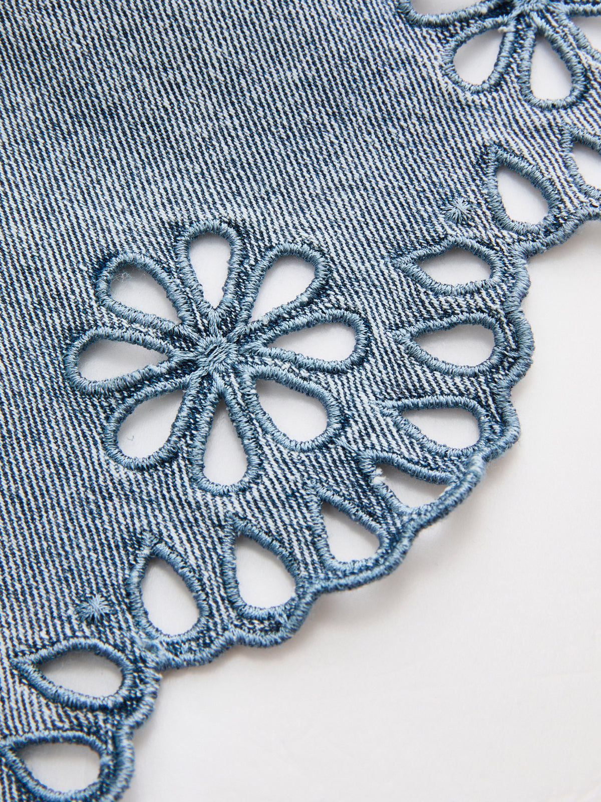 Embroidered Denim Two Piece Shorts Set for Women's Summer Wear