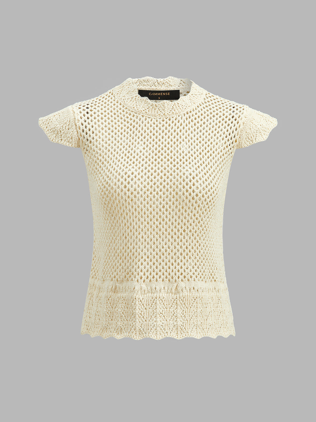 Hollow Crochet Cap Sleeve Knit Top Lightweight Summer Fashion