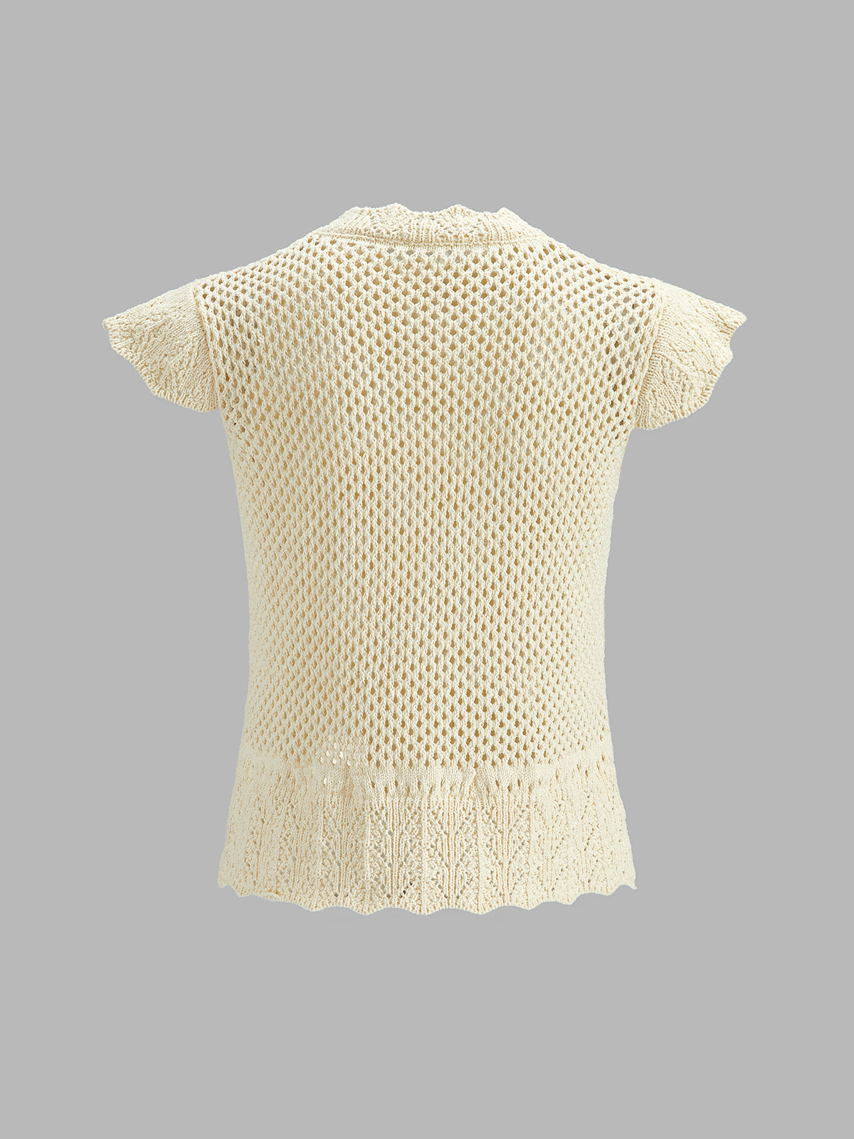 Hollow Crochet Cap Sleeve Knit Top Lightweight Summer Fashion