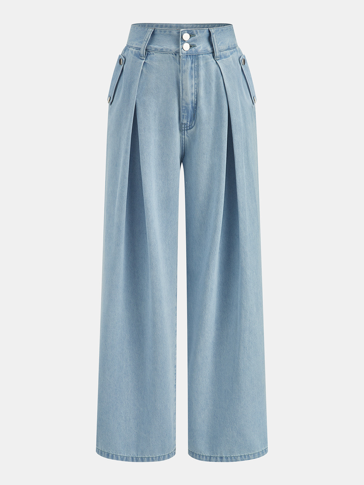 Sleeveless Crop Denim Top & Pleated Pants Set for Women Casual Wear