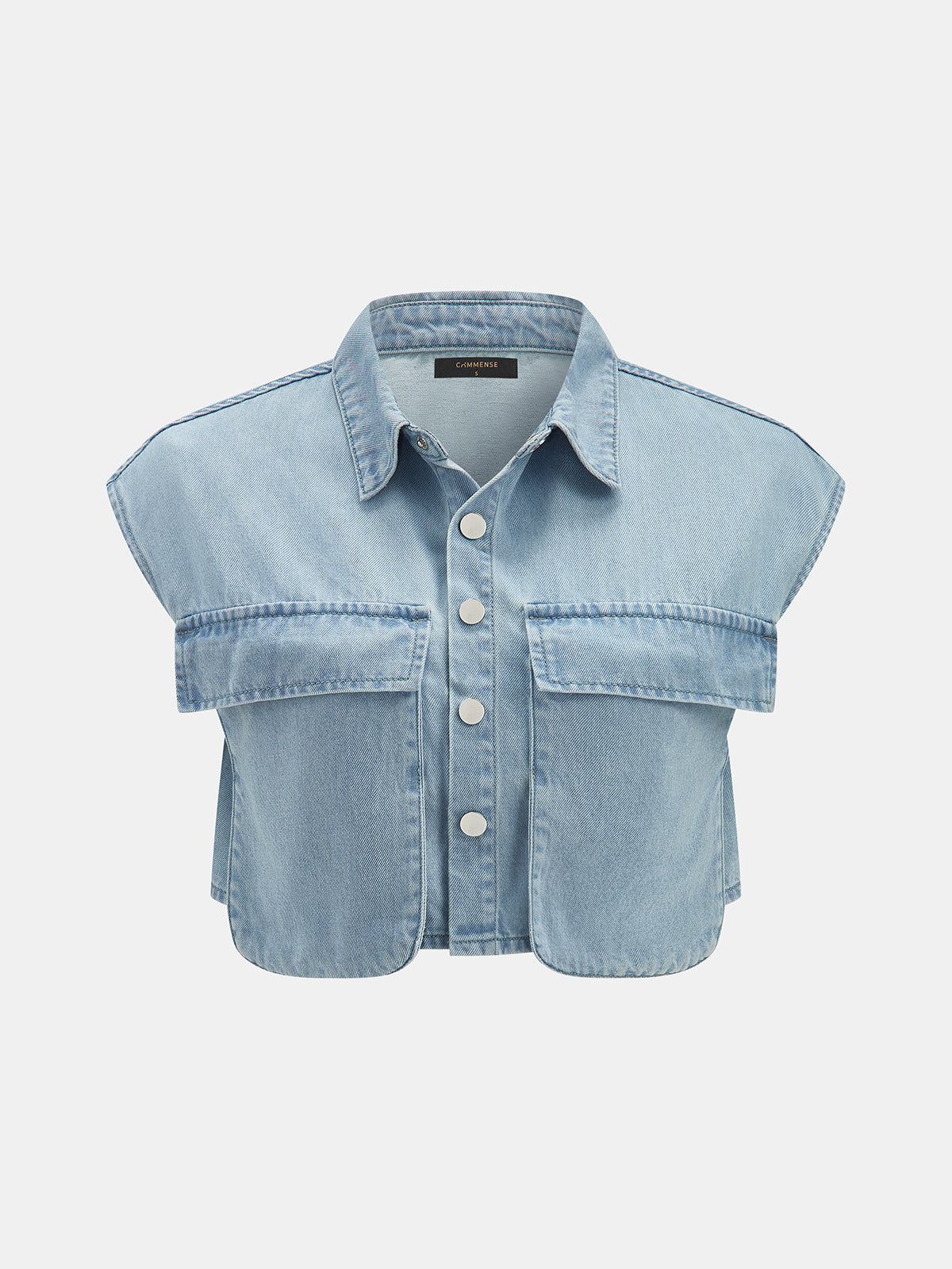 Sleeveless Crop Denim Top & Pleated Pants Set for Women Casual Wear