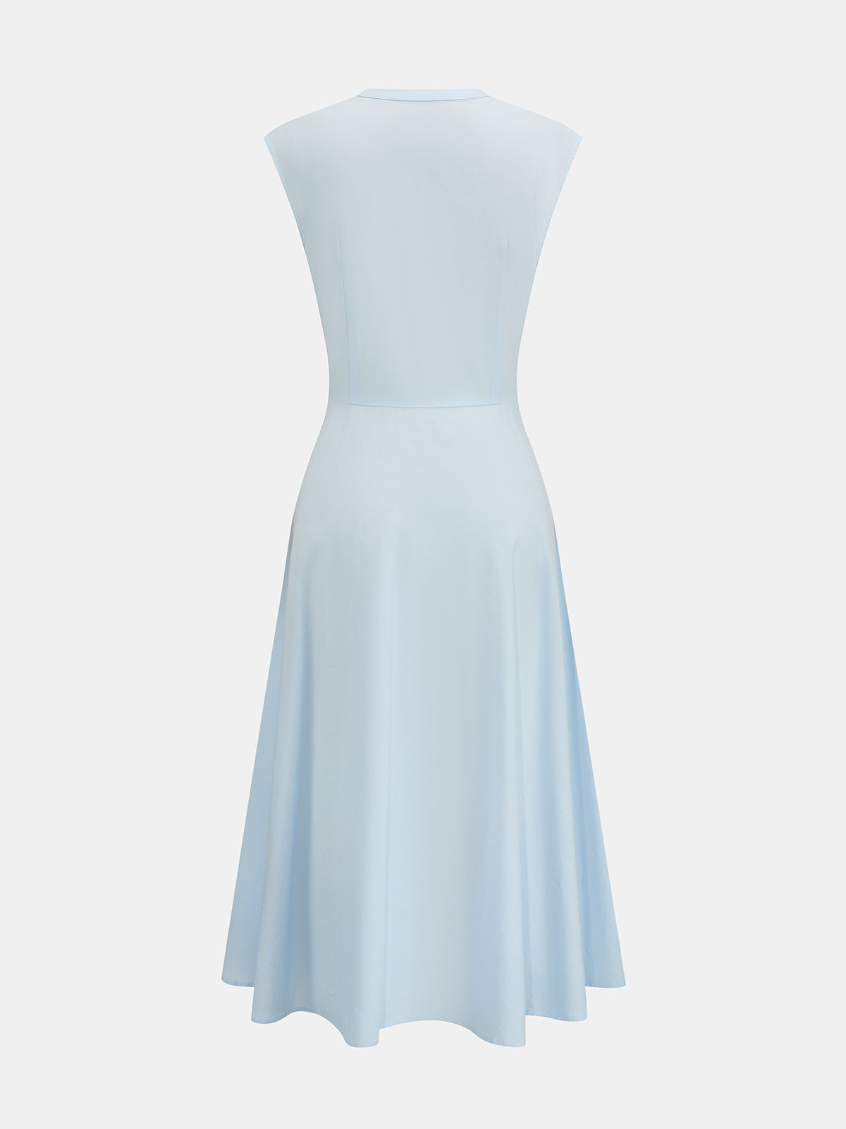 Sleeveless Tie Waist Cotton Blend Midi Dress with Pockets for Women