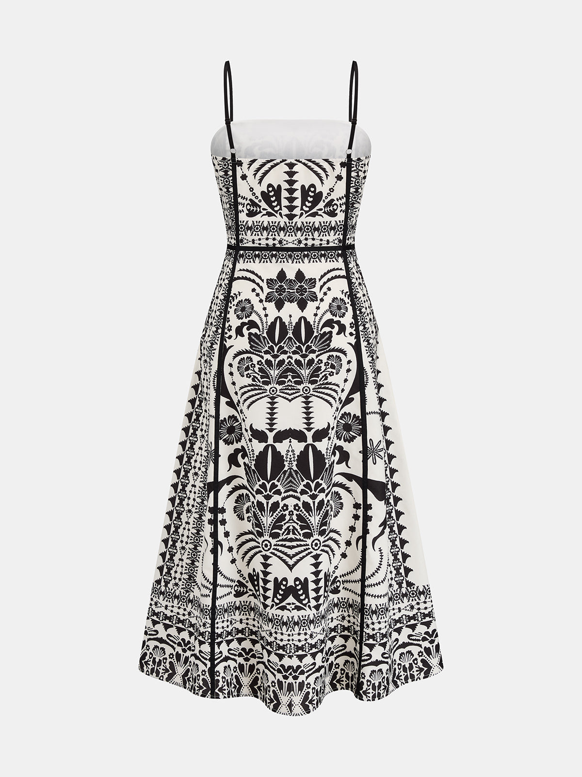 Ethnic Print Seamed Slip Midi Dress for Women Summer Casual