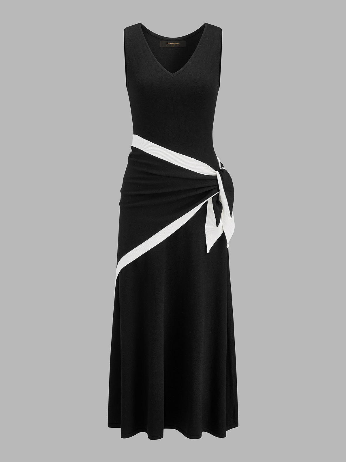 Color Block Tie Waist Sleeveless Maxi Dress for Elegant Summer Outings