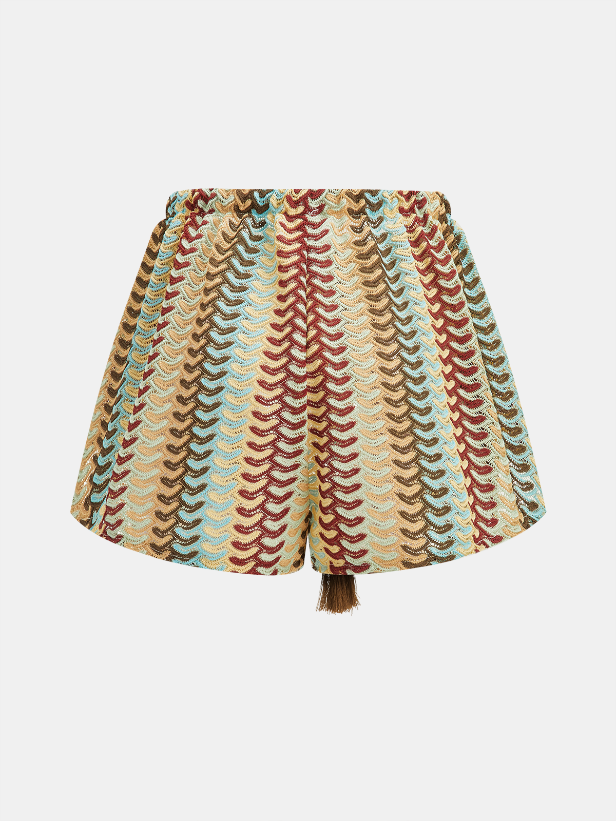 Tassel Drawstring Multicolor Chevron Shorts for Women Summer Wear
