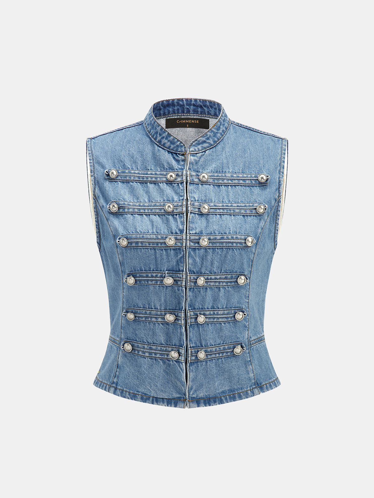 Napoleon Style Double Breasted Denim Vest for Men Casual Layering