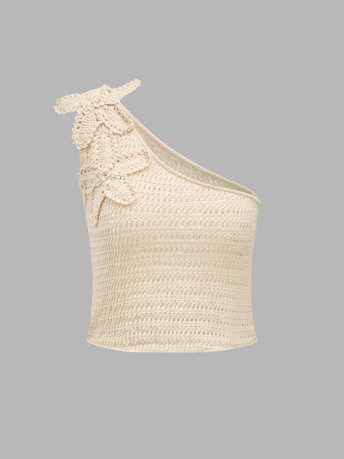 Floral Crochet One Shoulder Top & Mini Skirt Set, Elegant Summer Outfit for Women