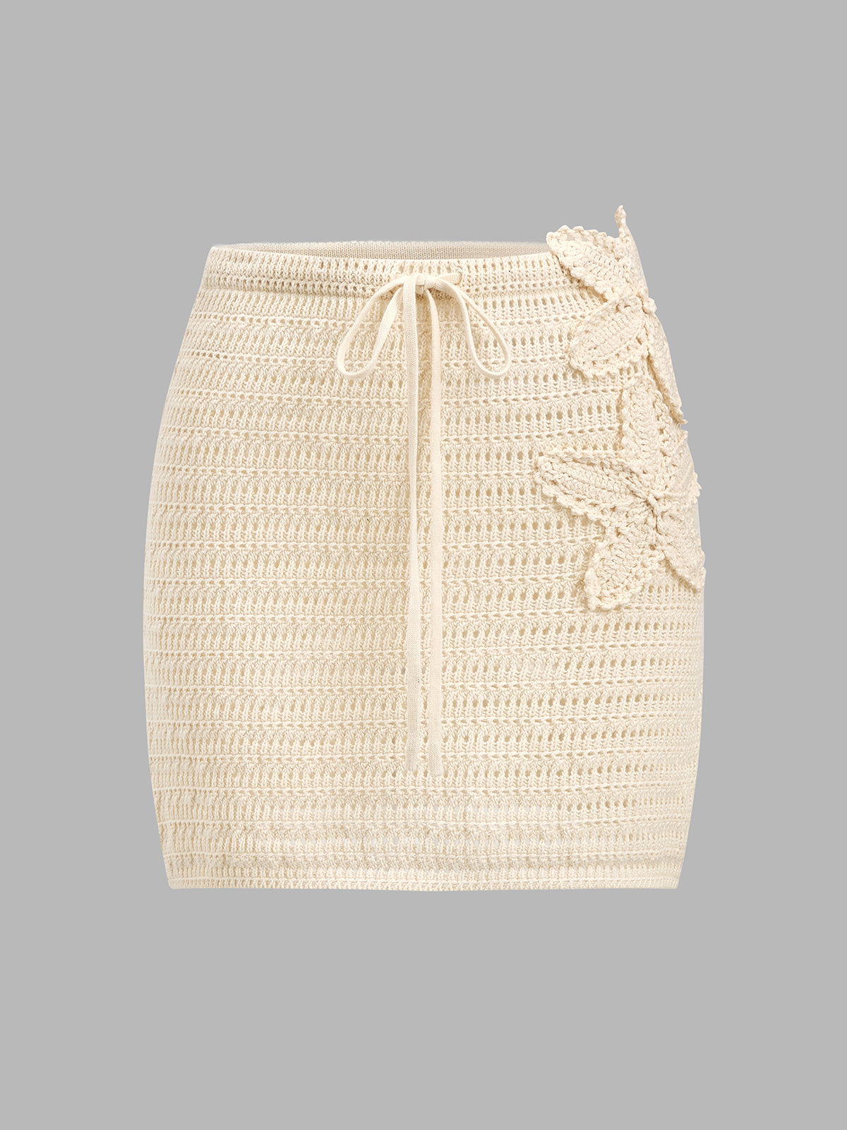 Floral Crochet One Shoulder Top & Mini Skirt Set, Elegant Summer Outfit for Women