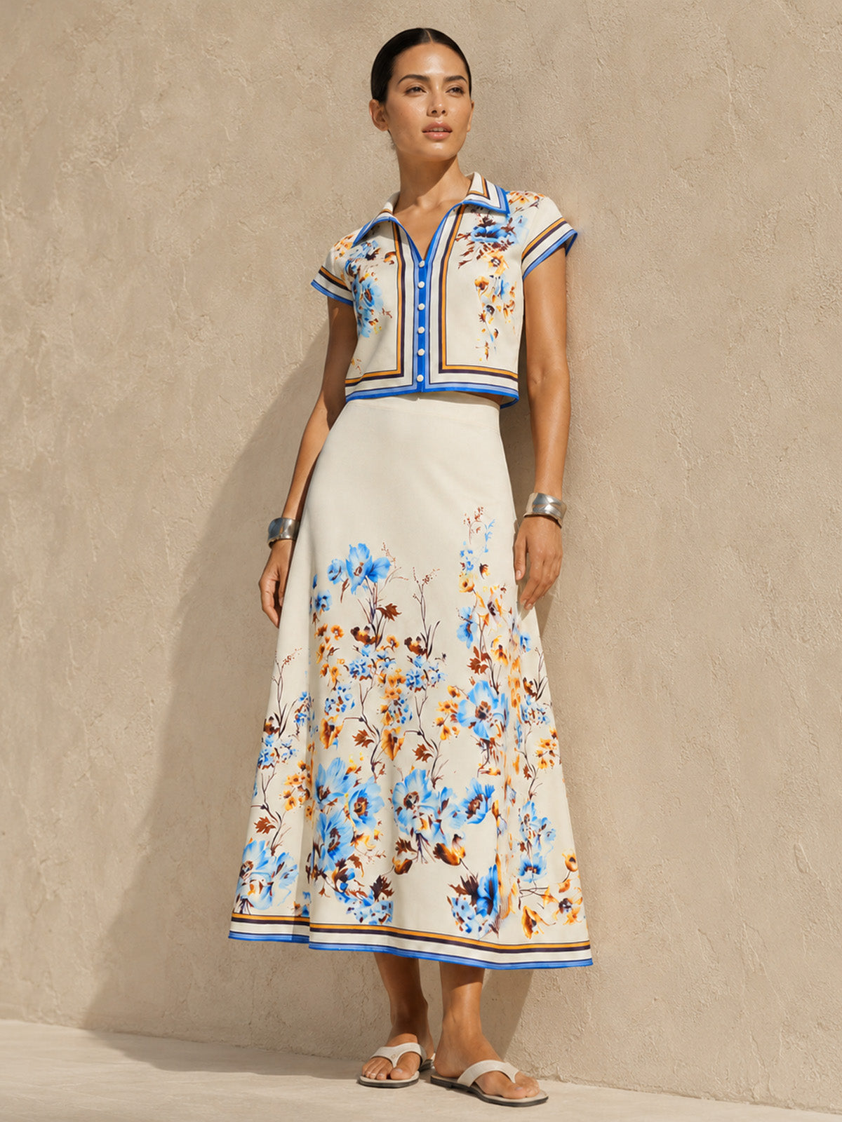 Floral Print Two Piece Skirt Set for Women Casual Summer