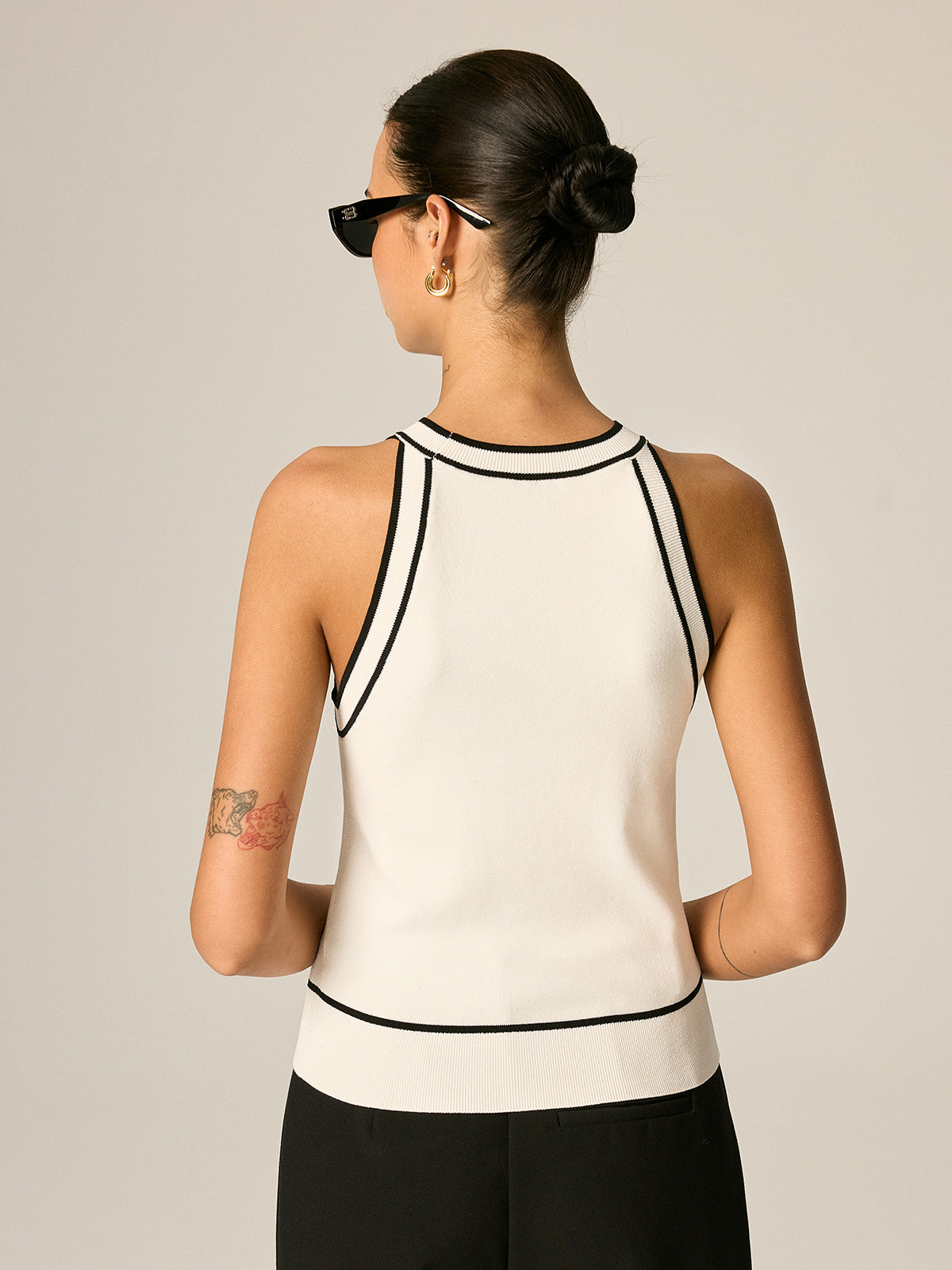 Contrast Trim Knit Tank Top Stylish Casual Summer Wear