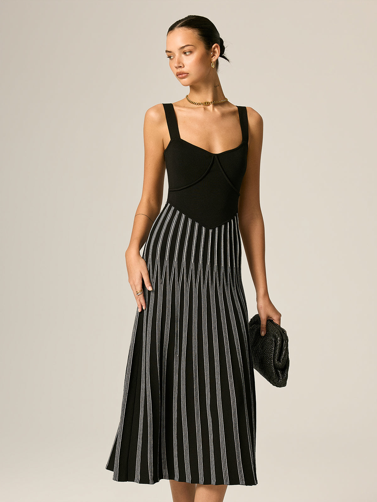 Slim Fit Striped Knit Maxi Dress for Casual Summer Wear