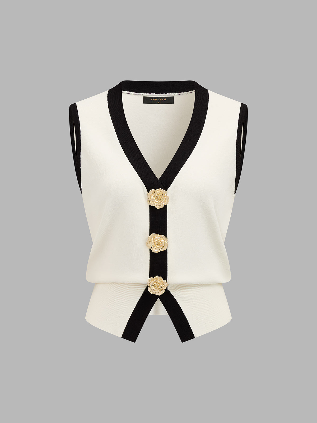 Rose Button Color Block Knit Vest | Trendy Casual Layering Piece