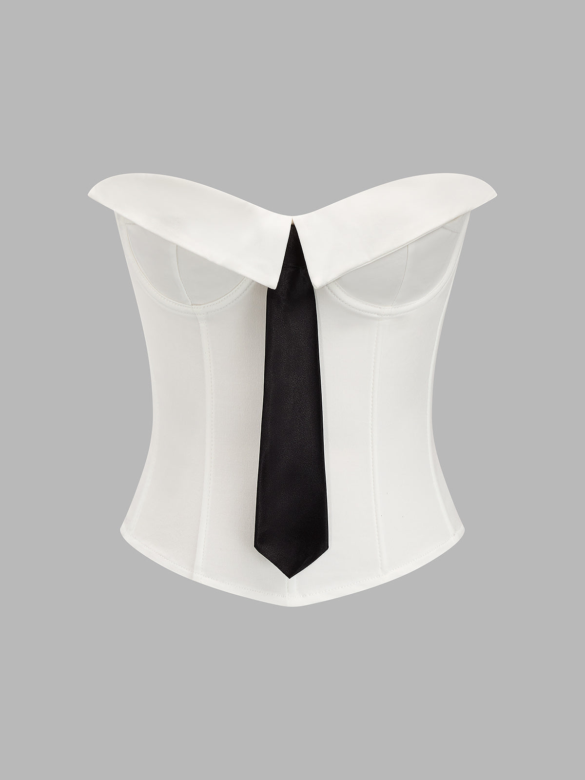 Fold Over Strapless Tie Decor Corset Top with Lace-Up Back
