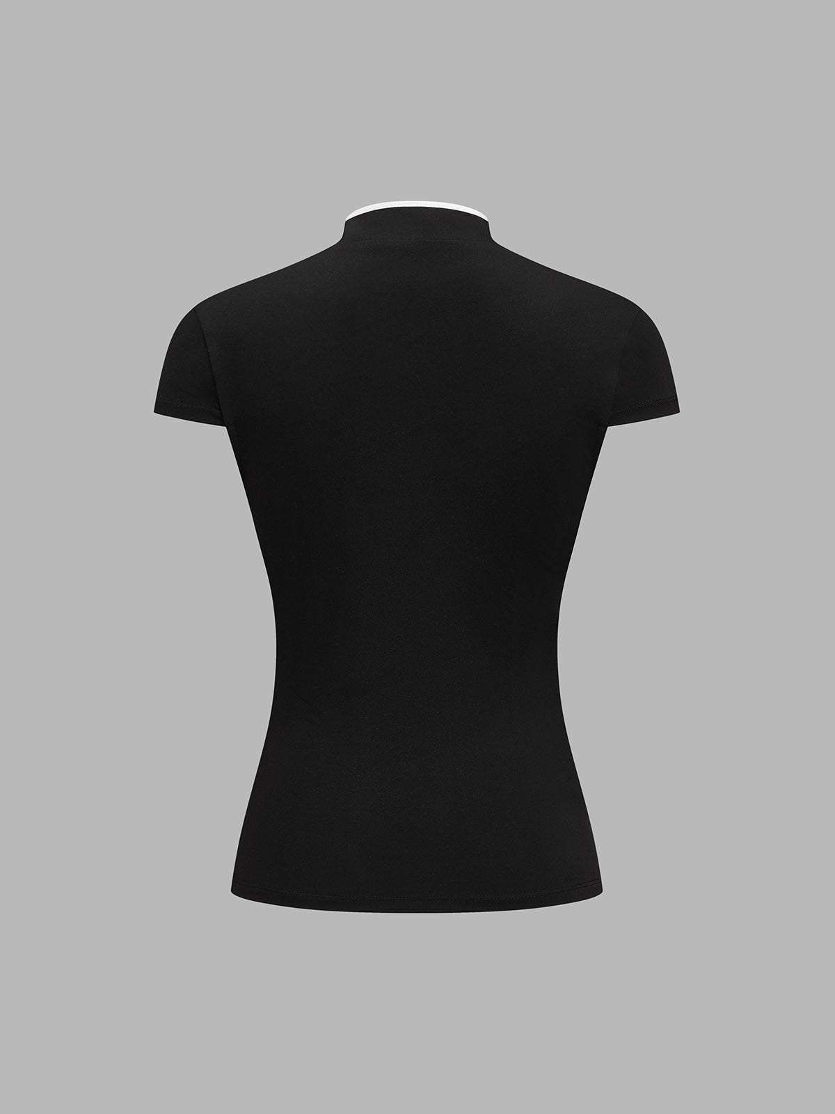 Contrast Frog Button Short Sleeve Traditional Chinese Top