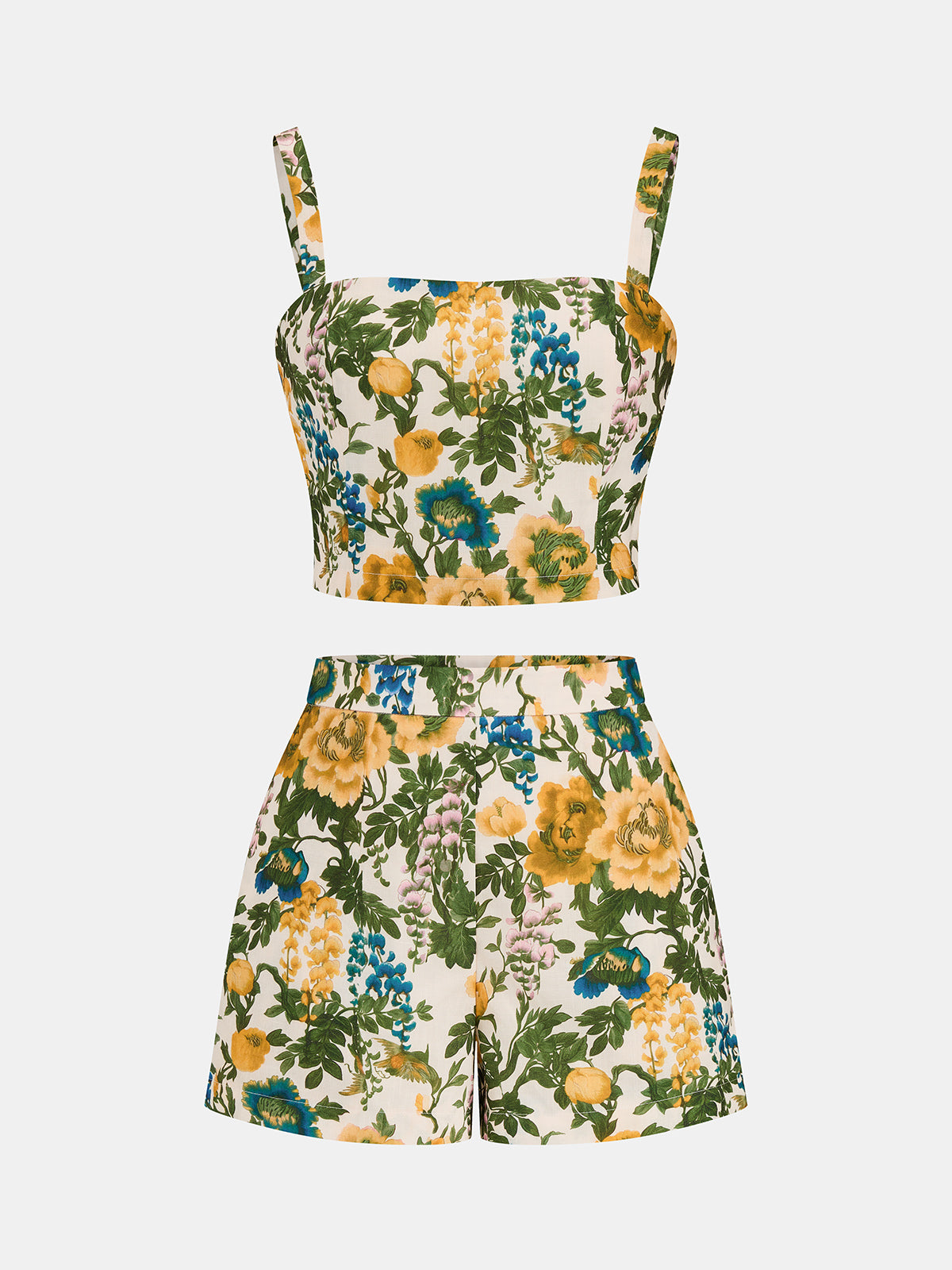 Floral Print Cropped Cami Top & Shorts Set for Women Summer Casual