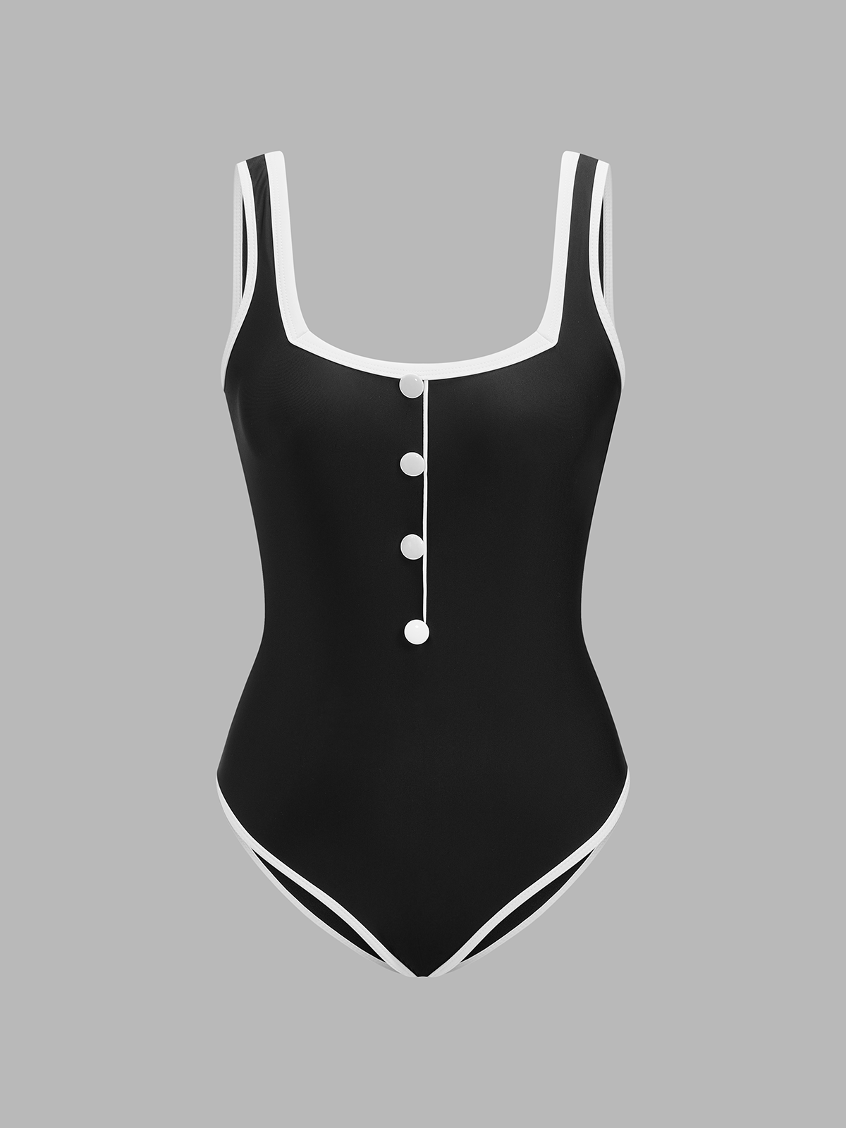 Contrast Trim One Piece Swimsuit & Matching Wrap Skirt Set for Women