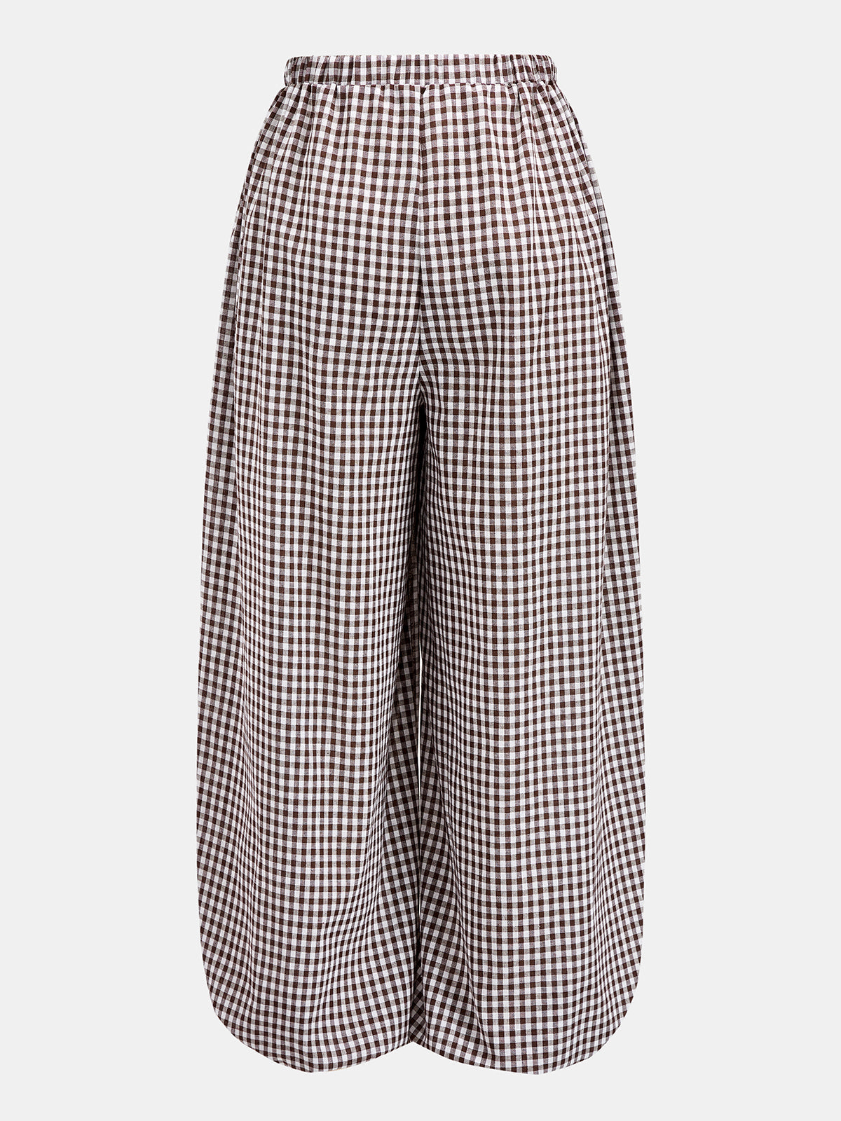 Drawstring Plaid Loose Balloon Pants for Women High Waist Casual
