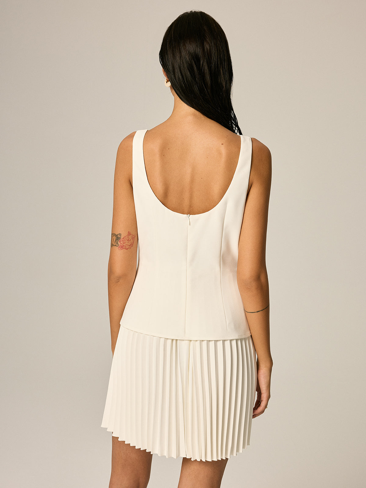 Metal Detail Pleated Mini Dress for Women Trendy Casual Party Wear