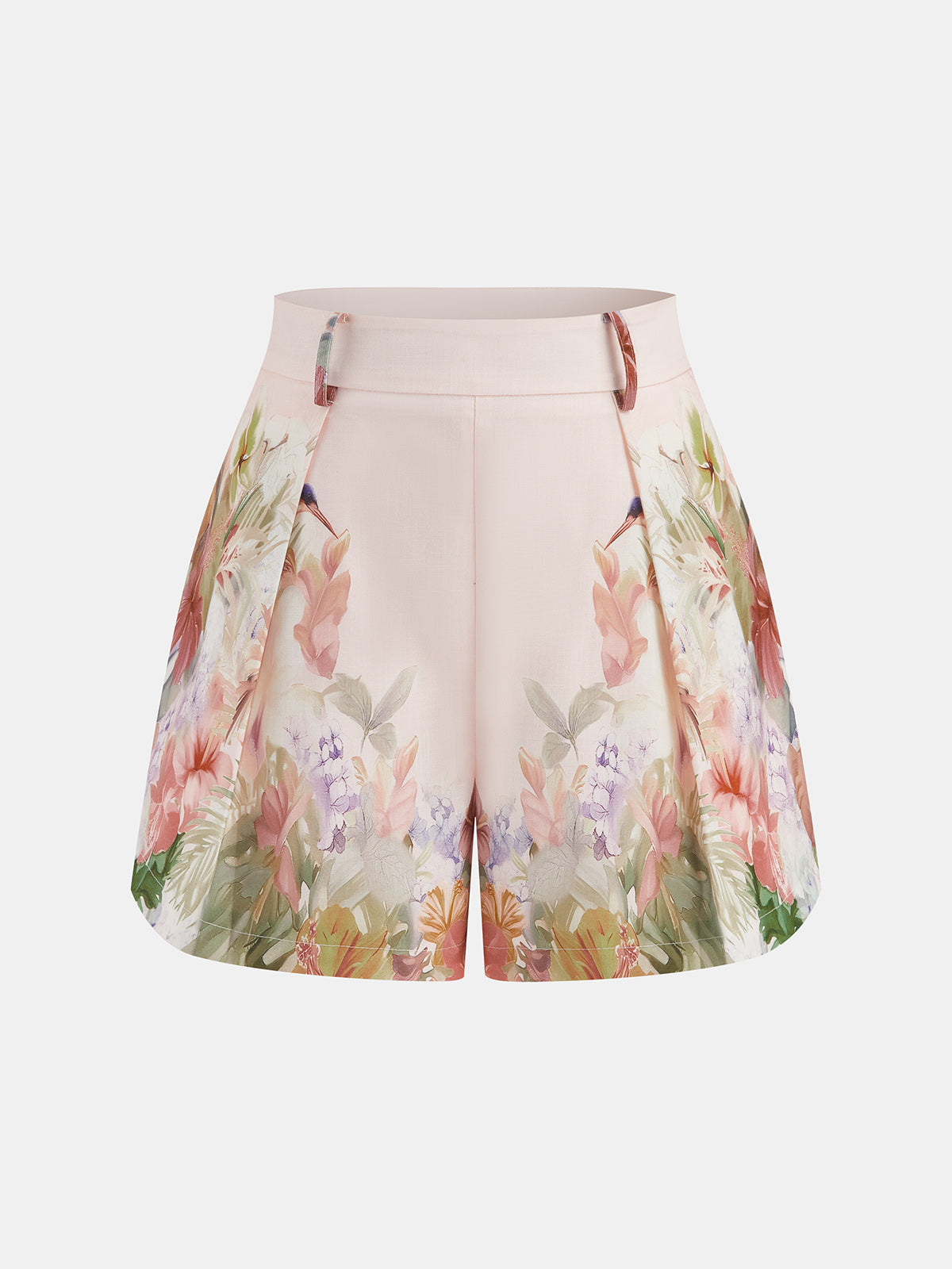 Watercolor Floral Print Vest & Pleated Shorts Set for Women Spring/Summer Fashion