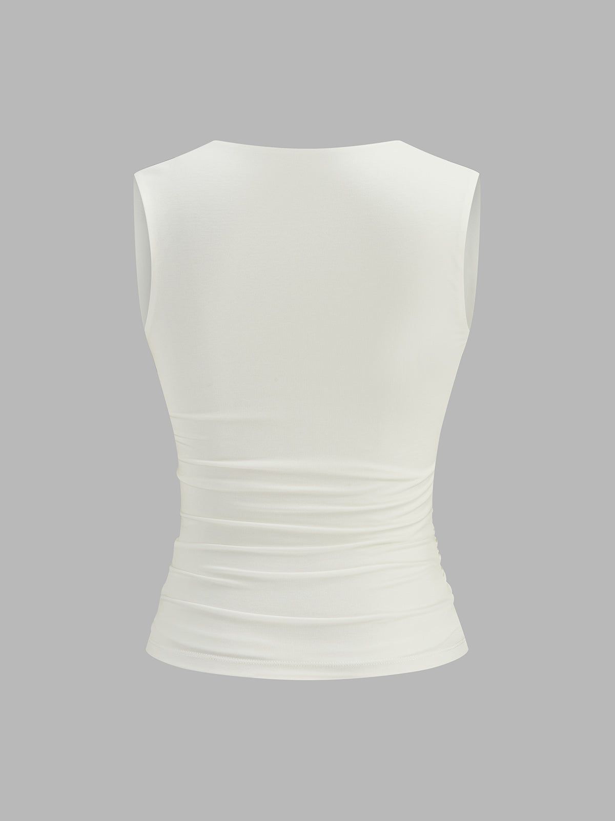 Square Neck Ruched Sleeveless Fitted Tank Top for Women Casual Wear