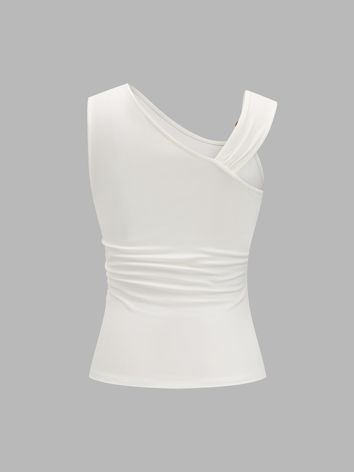 Ring Detail Asymmetric Ruched Tank Top for Women Summer Casual