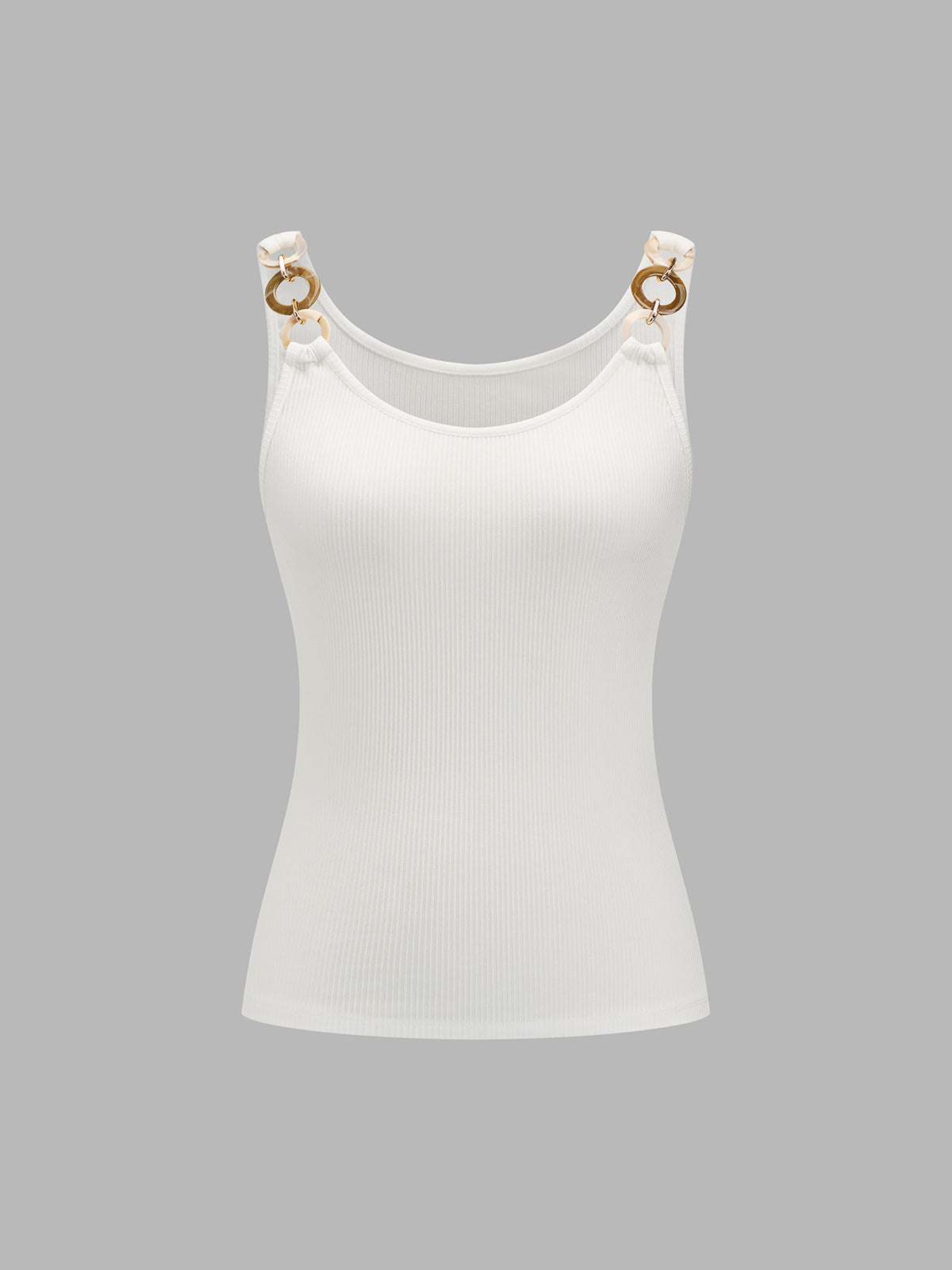 Resin Ring Strap Ribbed Slim Tank Top for Women Casual Summer Wear