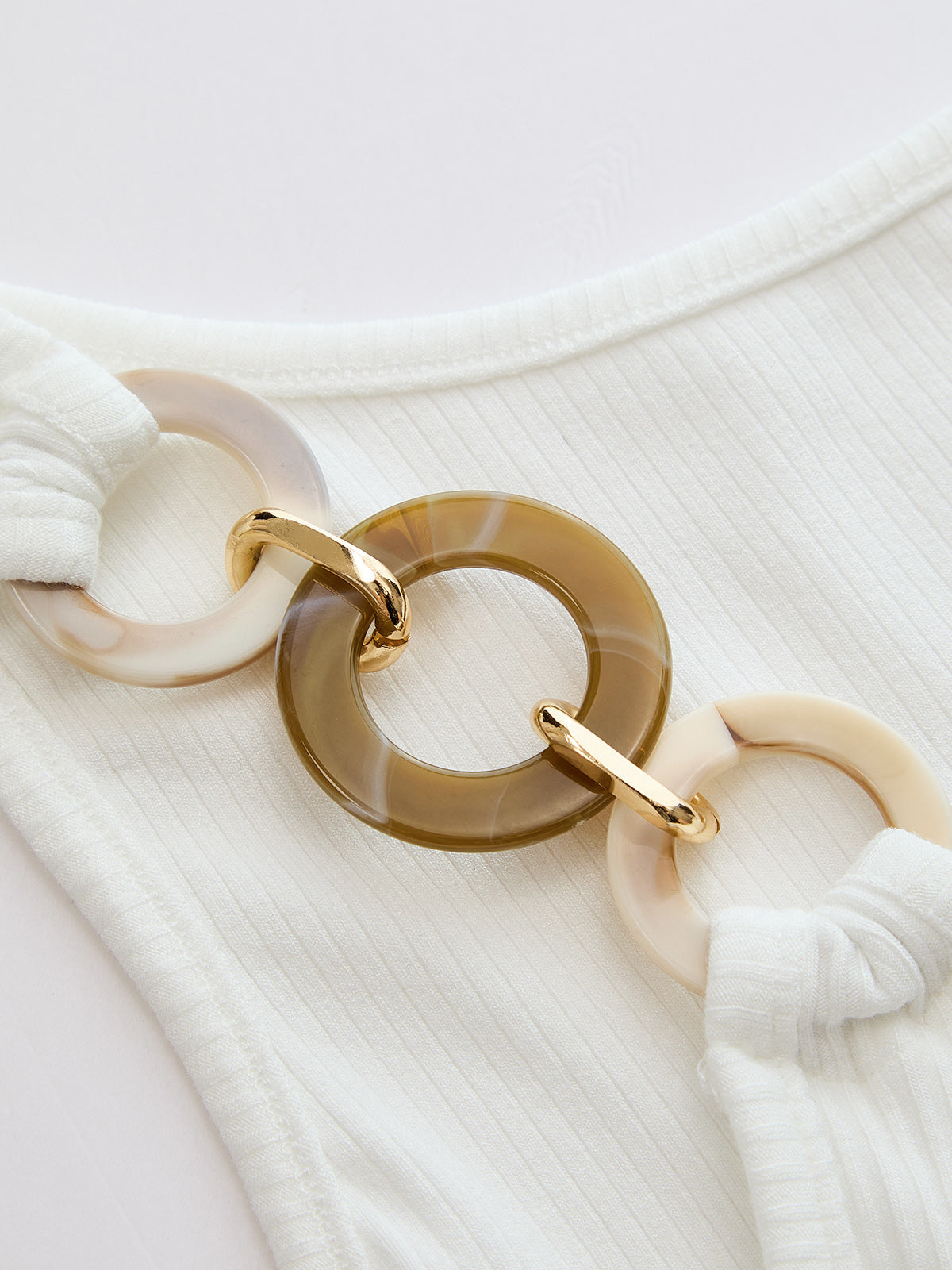 Resin Ring Strap Ribbed Slim Tank Top for Women Casual Summer Wear