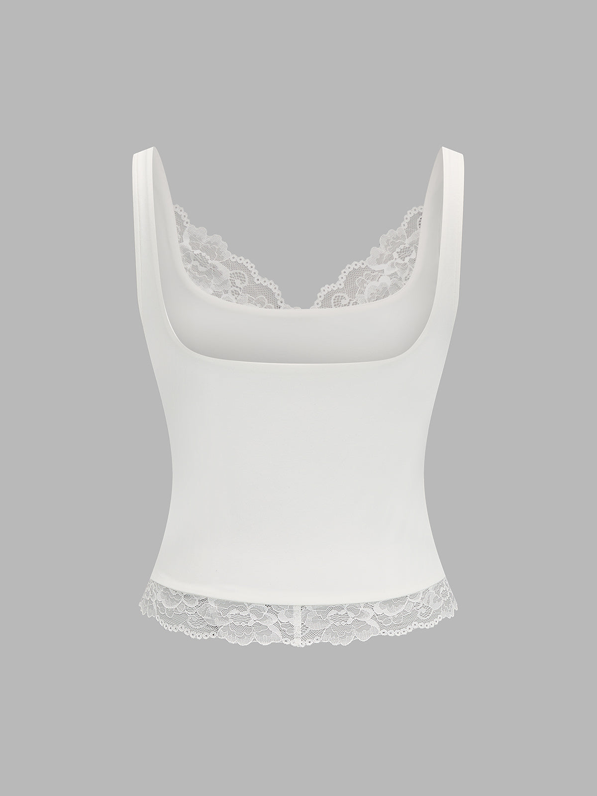 Lace Trim Fitted Cami Top for Women, Adjustable Straps