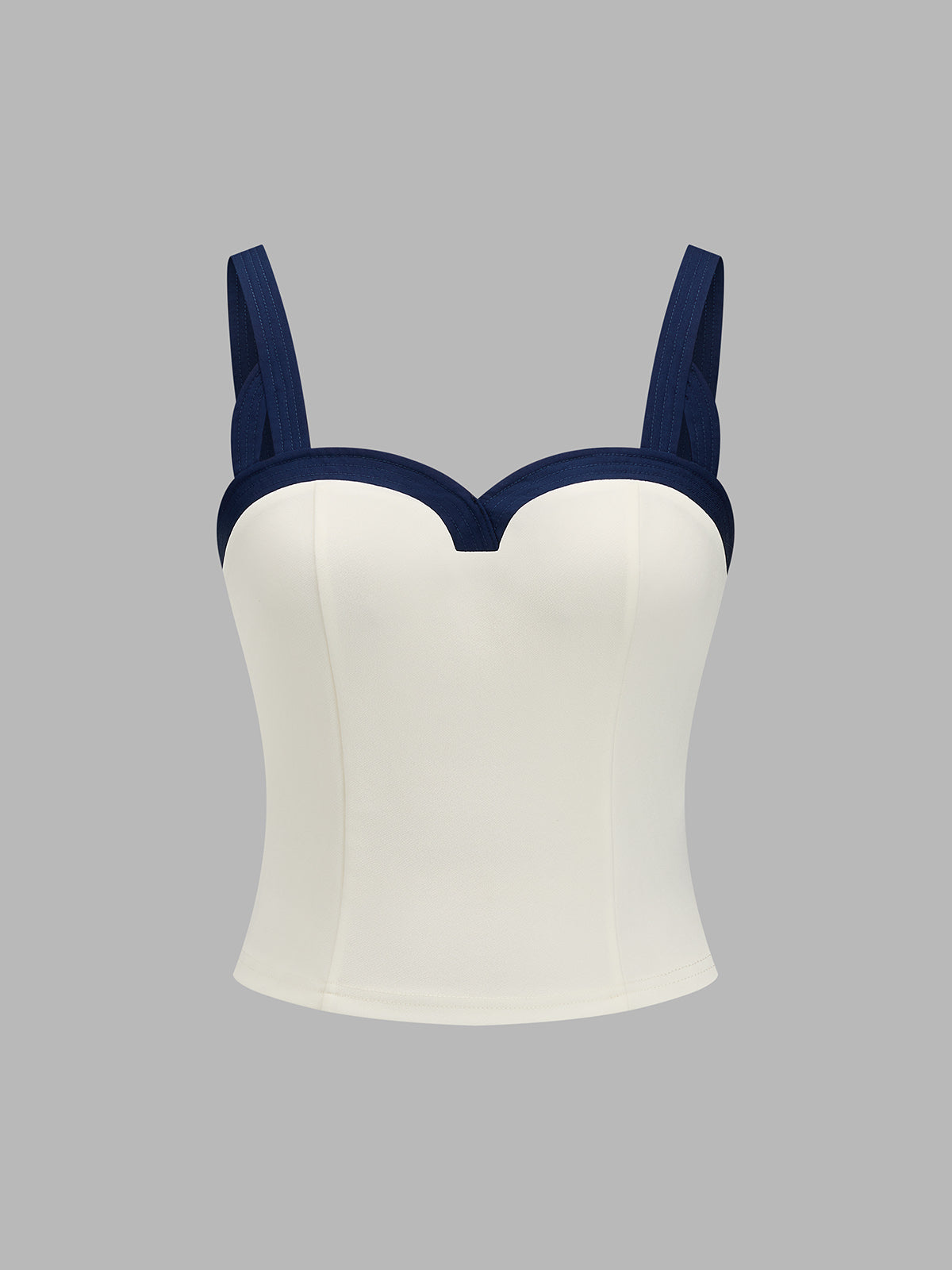 Contrast Sweetheart Neck Slim Cami Top - Women's Trendy Summer Apparel