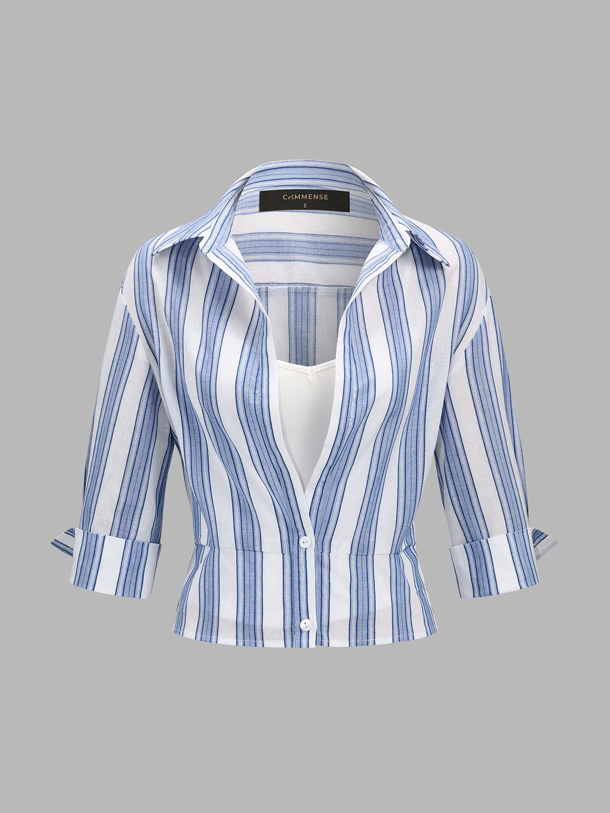 Casual Striped Shirt Cami Two Piece Set for Women Spring Summer