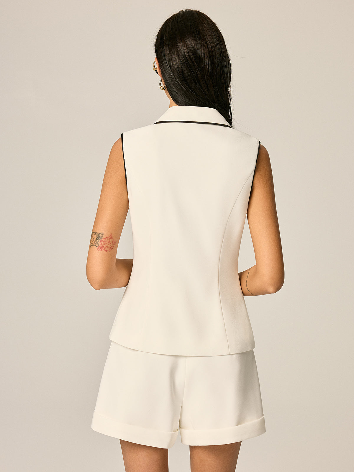 Lapel Double Breasted Vest & Cuffed Shorts Set for Stylish Summer Outfits