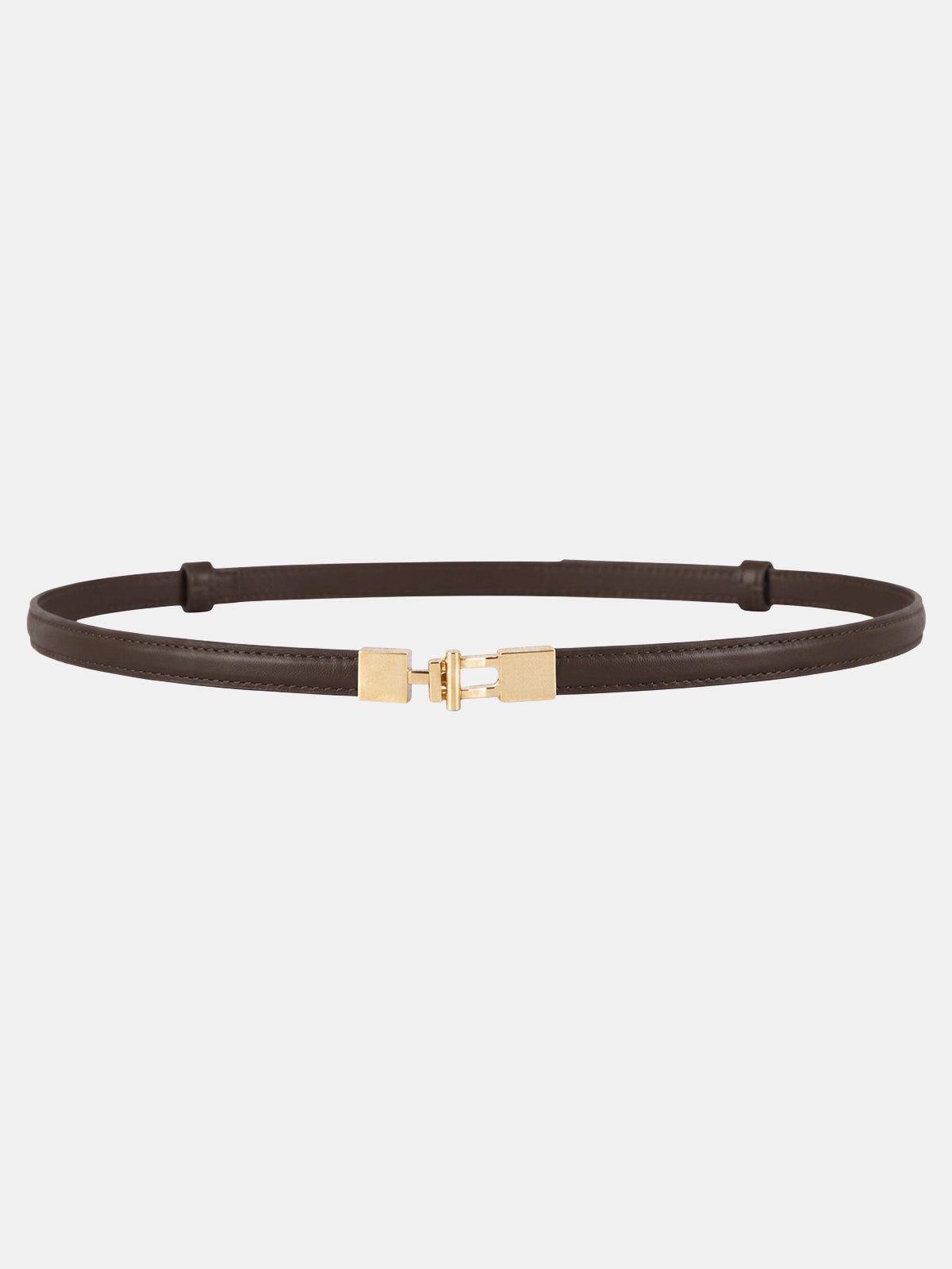 Slim Leather Metal Buckle Belt with Adjustable Sizing
