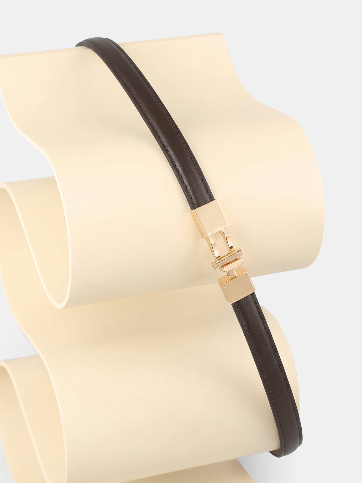Slim Leather Metal Buckle Belt with Adjustable Sizing