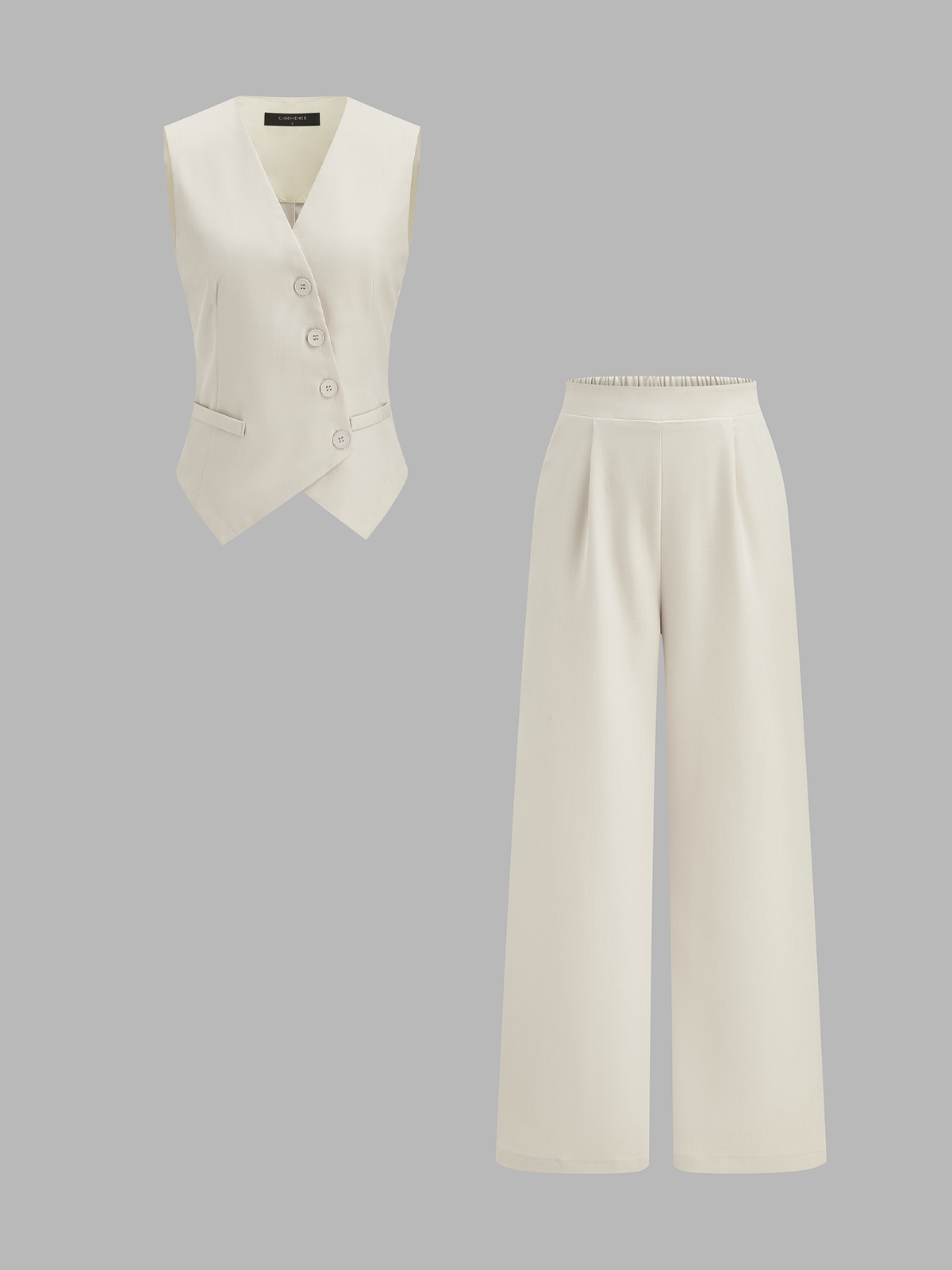 Sleeveless Asymmetrical Vest & Pants Set, Women's Casual Two-Piece Outfit
