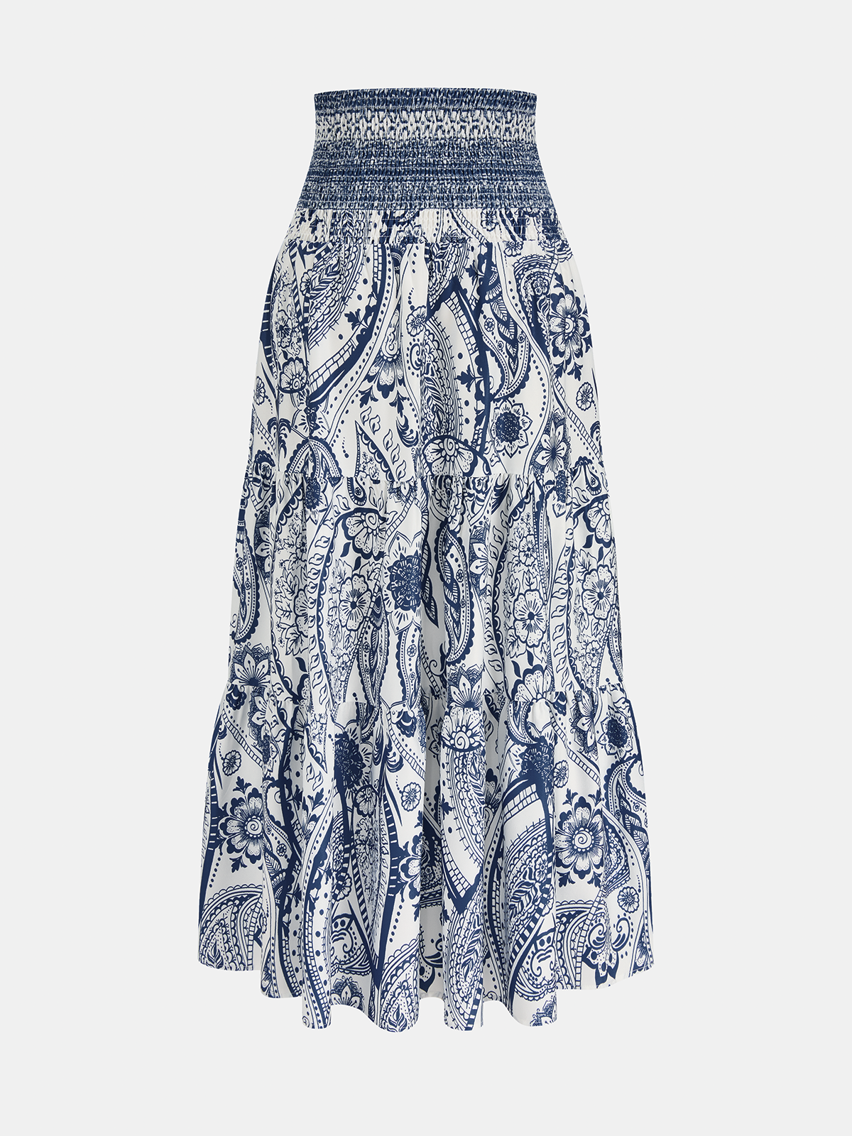 Smocked Waist Paisley Print Maxi Skirt for Women's Casual Wear