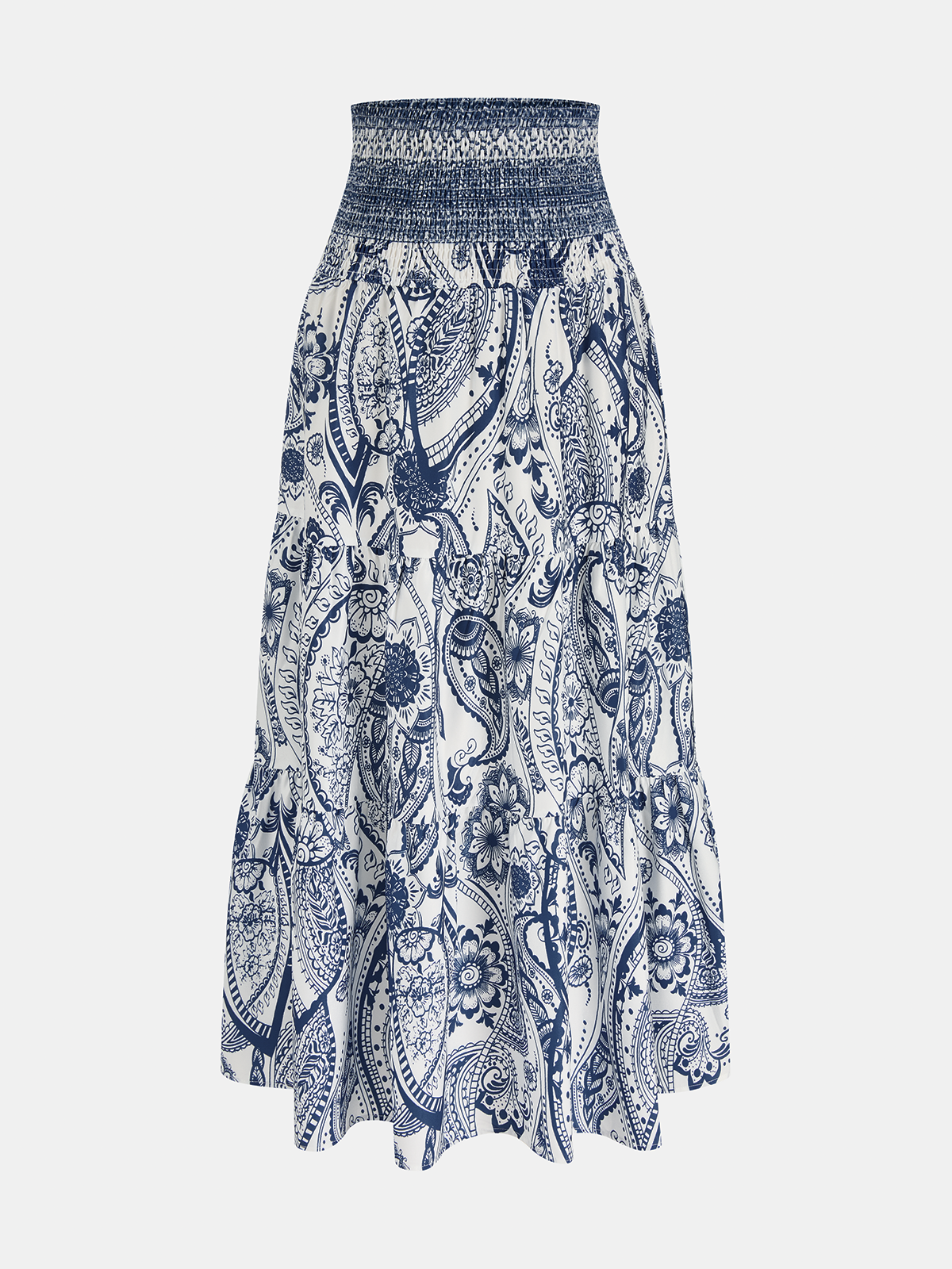 Smocked Waist Paisley Print Maxi Skirt for Women's Casual Wear