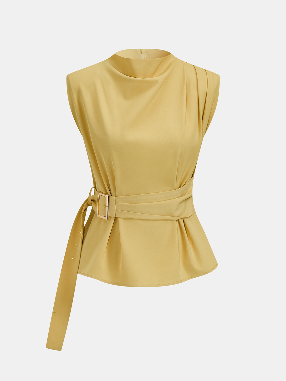 Belted Sleeveless Top & Elastic Waist Pants Set for Women Casual Wear