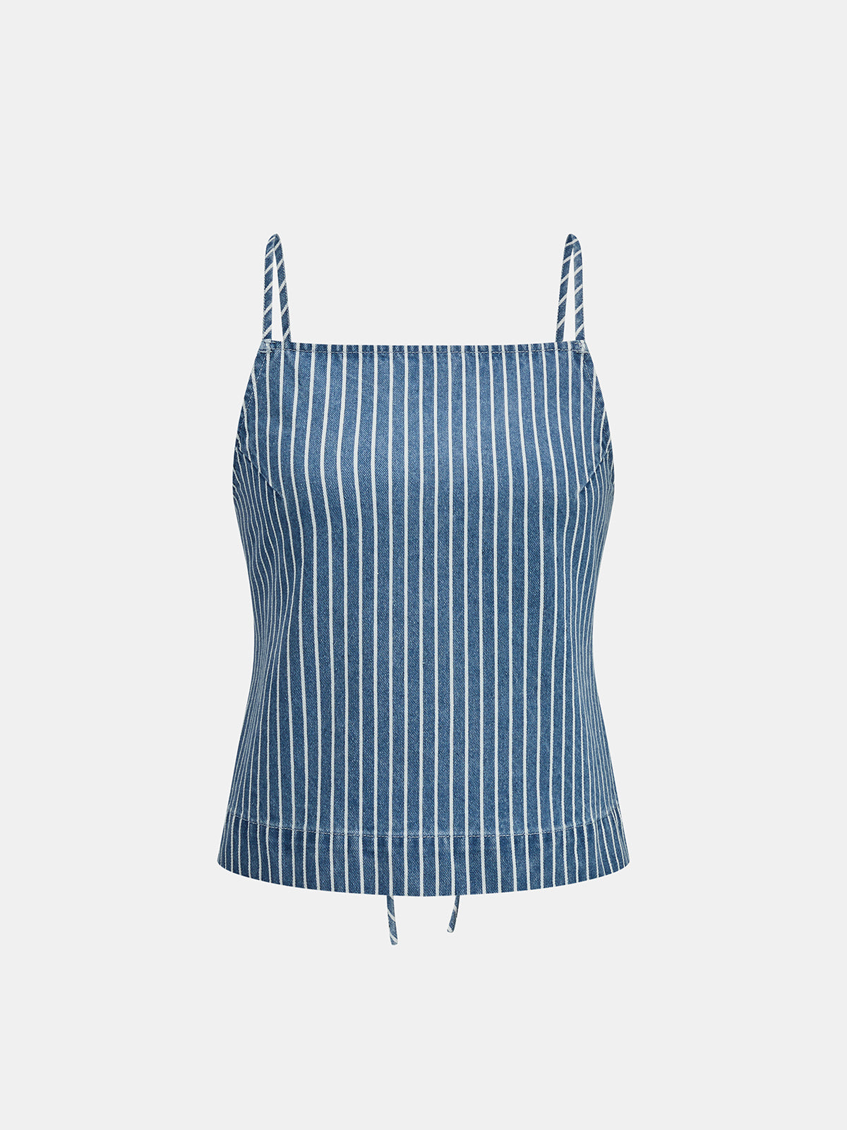 Striped Denim Tie Back Cami Top & Short Set with Adjustable Straps